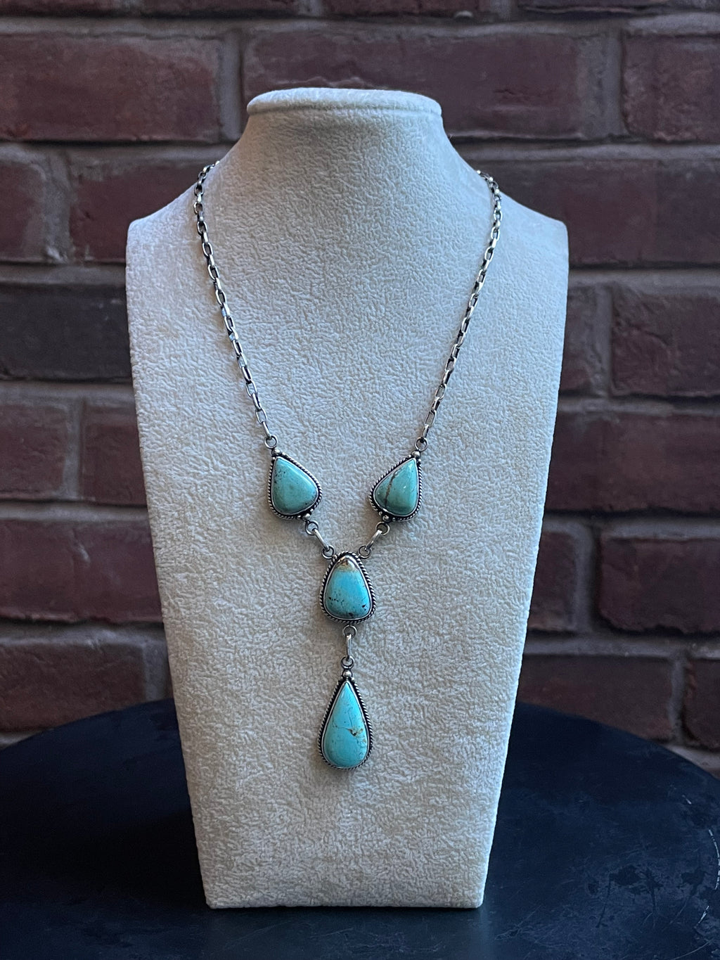 Kingman Turquoise Lariat Necklace | 925 Sterling Silver E351