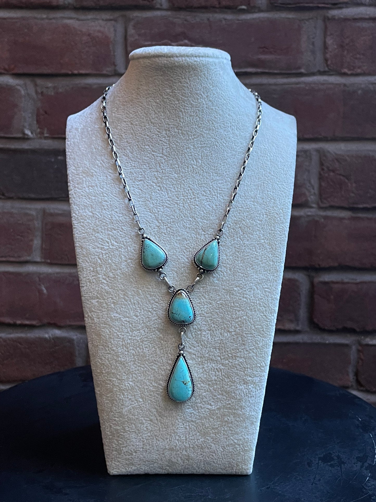 Kingman Turquoise Lariat Necklace | 925 Sterling Silver E351