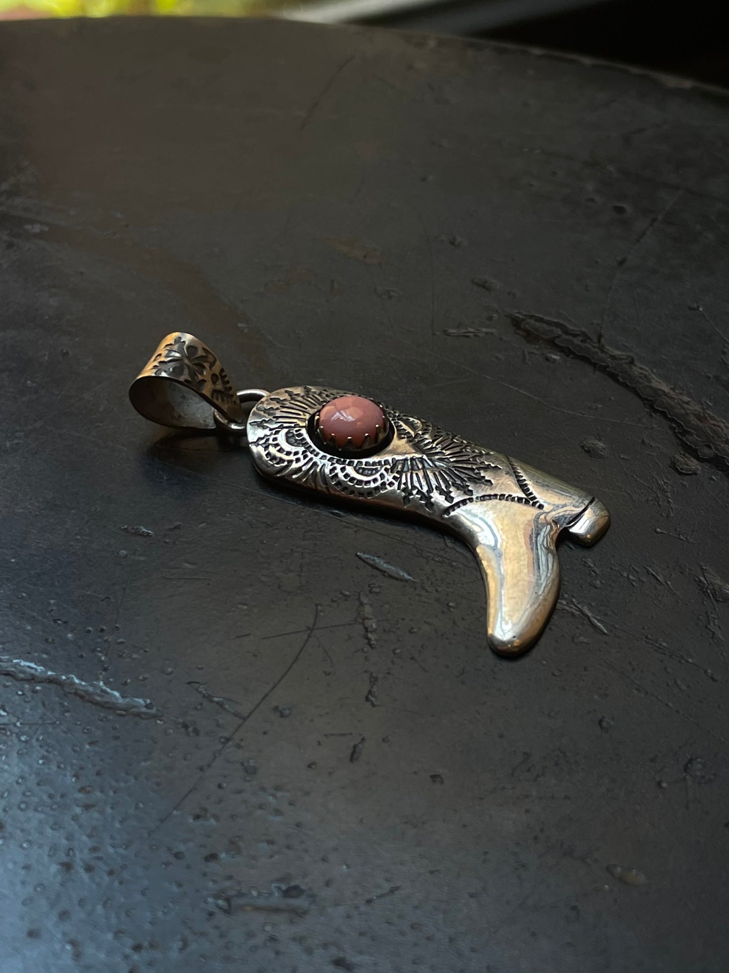Pink Conch Cowboy Boot Pendant | Sterling Silver G452