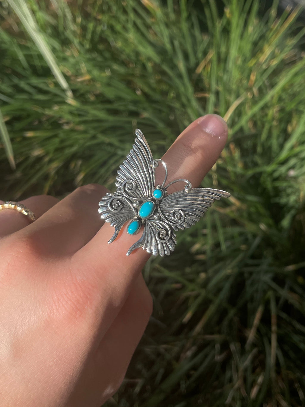 Turquoise Butterfly Ring Size 9 | 925 Sterling Silver C866