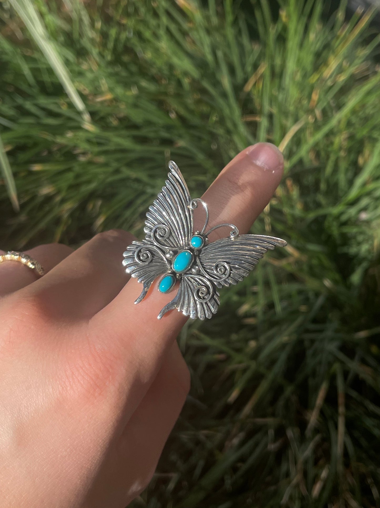 Turquoise Butterfly Ring Size 9 | 925 Sterling Silver C866
