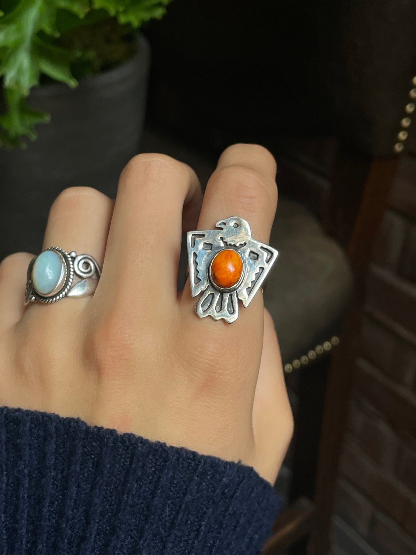 Spiny Oyster Thunderbird Ring Size 9.5 | 925 Sterling Silver G203