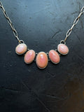 Pink Conch Necklace | Graduated Teardrop Bar | 925 Silver E582