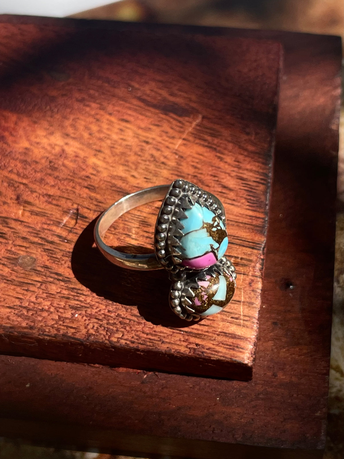 Cotton Candy Two Stone Ring | 925 Sterling Silver | Size 9 D363