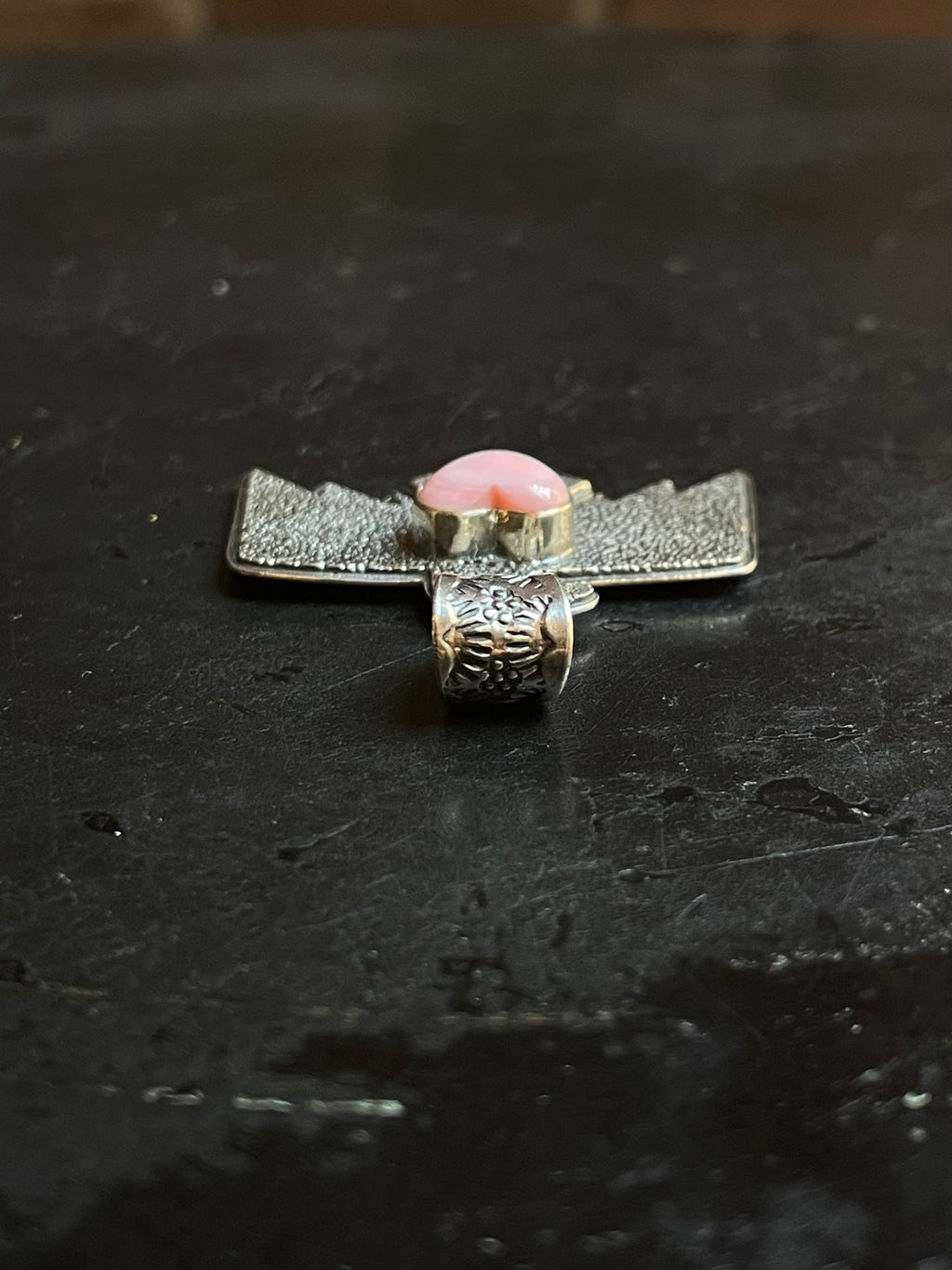 Pink Conch Thunderbird Pendant | Sterling Silver G450