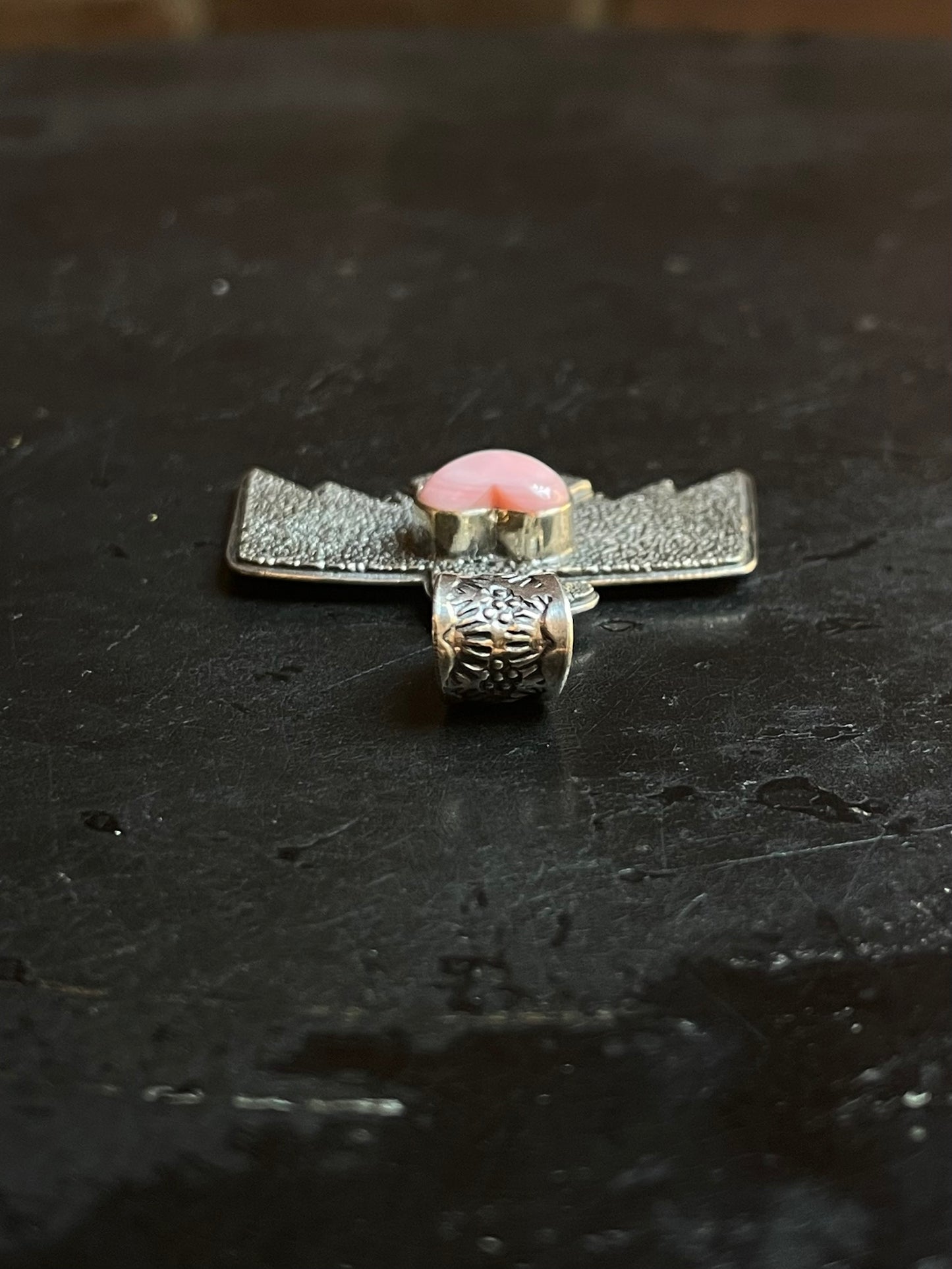 Pink Conch Thunderbird Pendant | Sterling Silver G450
