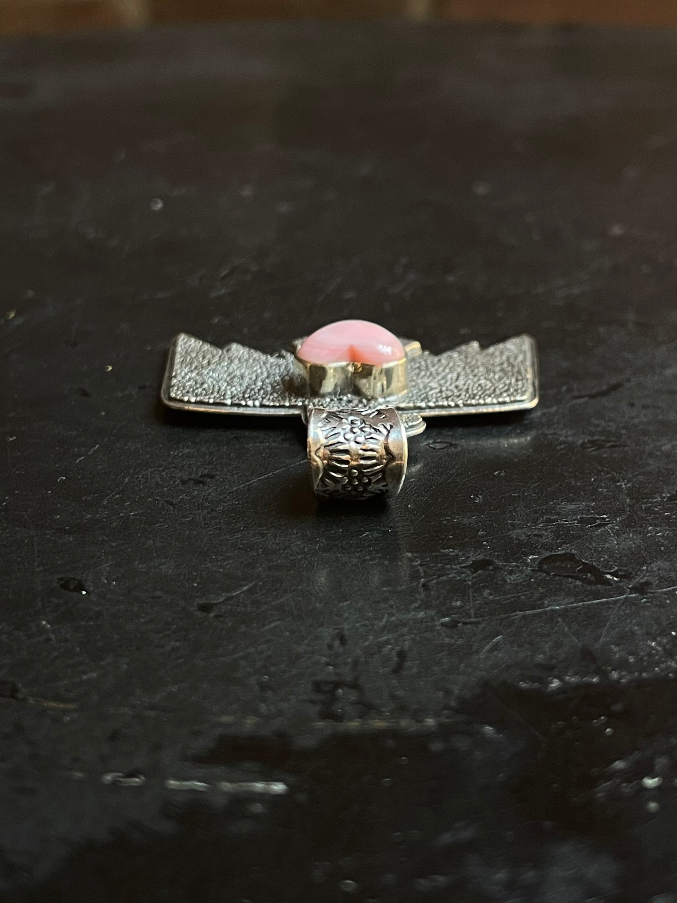 Pink Conch Thunderbird Pendant | Sterling Silver G450