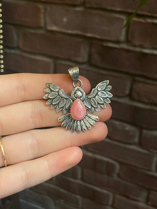 Pink Conch Thunderbird Pendant | 925 Sterling Silver C510