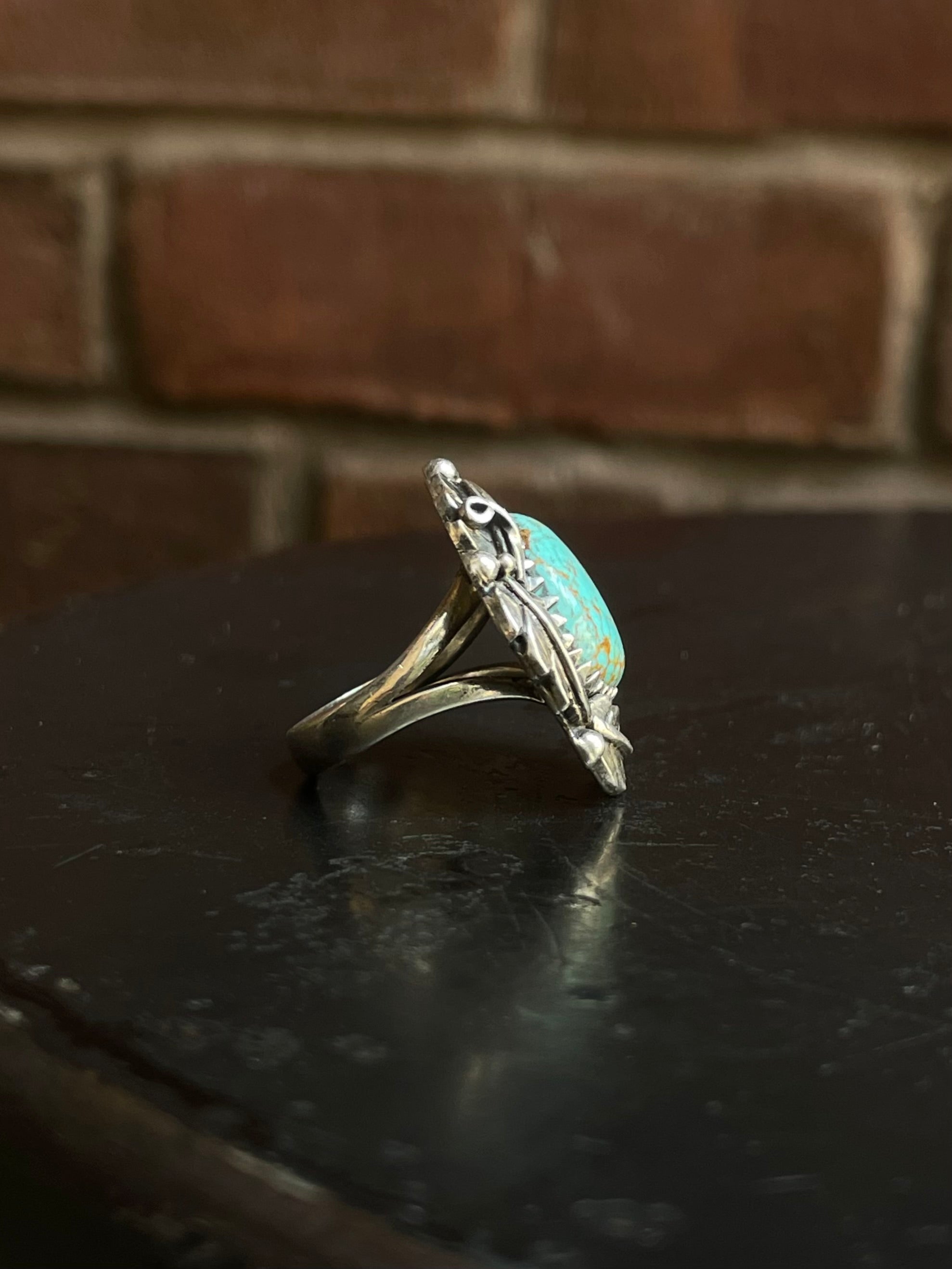 Kingman Turquoise Feather Ring Size 7 | 925 Sterling Silver G558