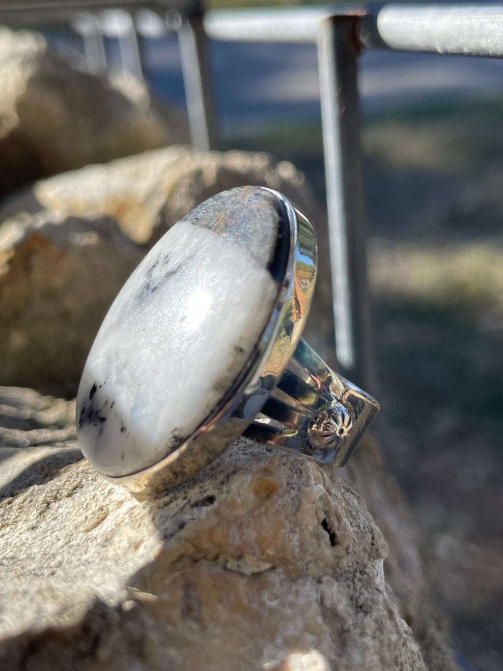 White Buffalo Ring Size 8.25 | 925 Sterling Silver B674