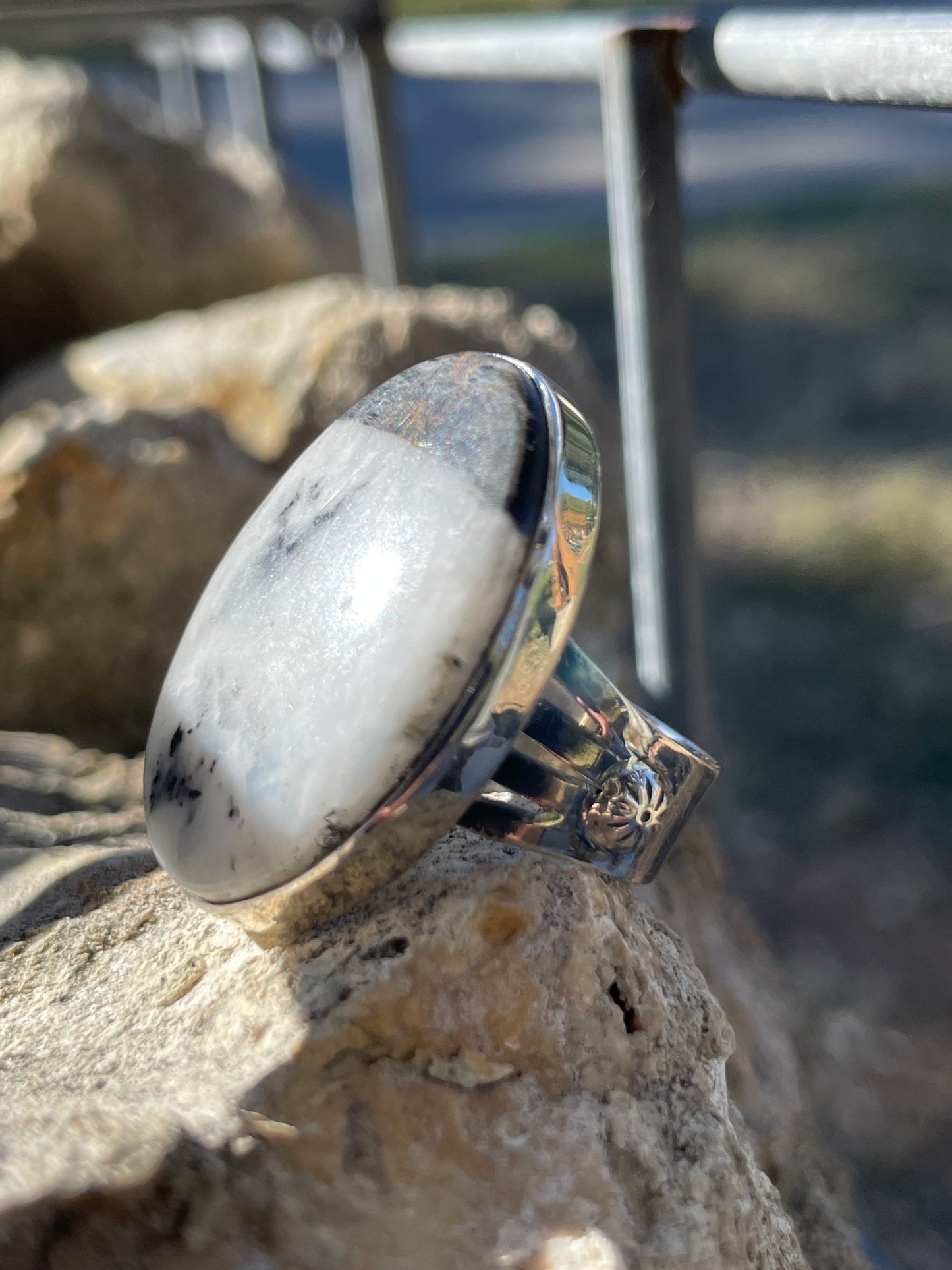 White Buffalo Ring Size 8.25 | 925 Sterling Silver B674