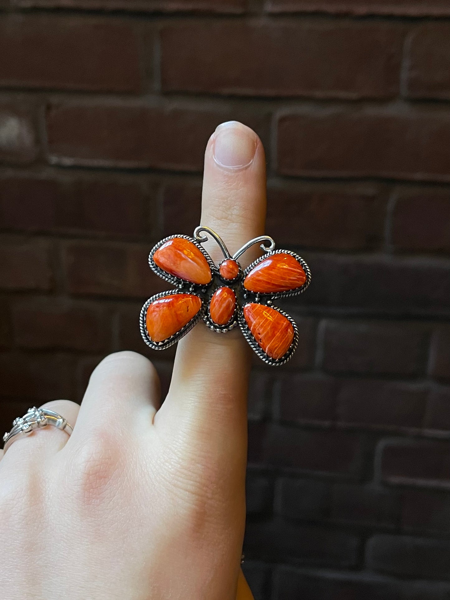Spiny Oyster Butterfly Ring | Sterling Silver | Size 9 | A237