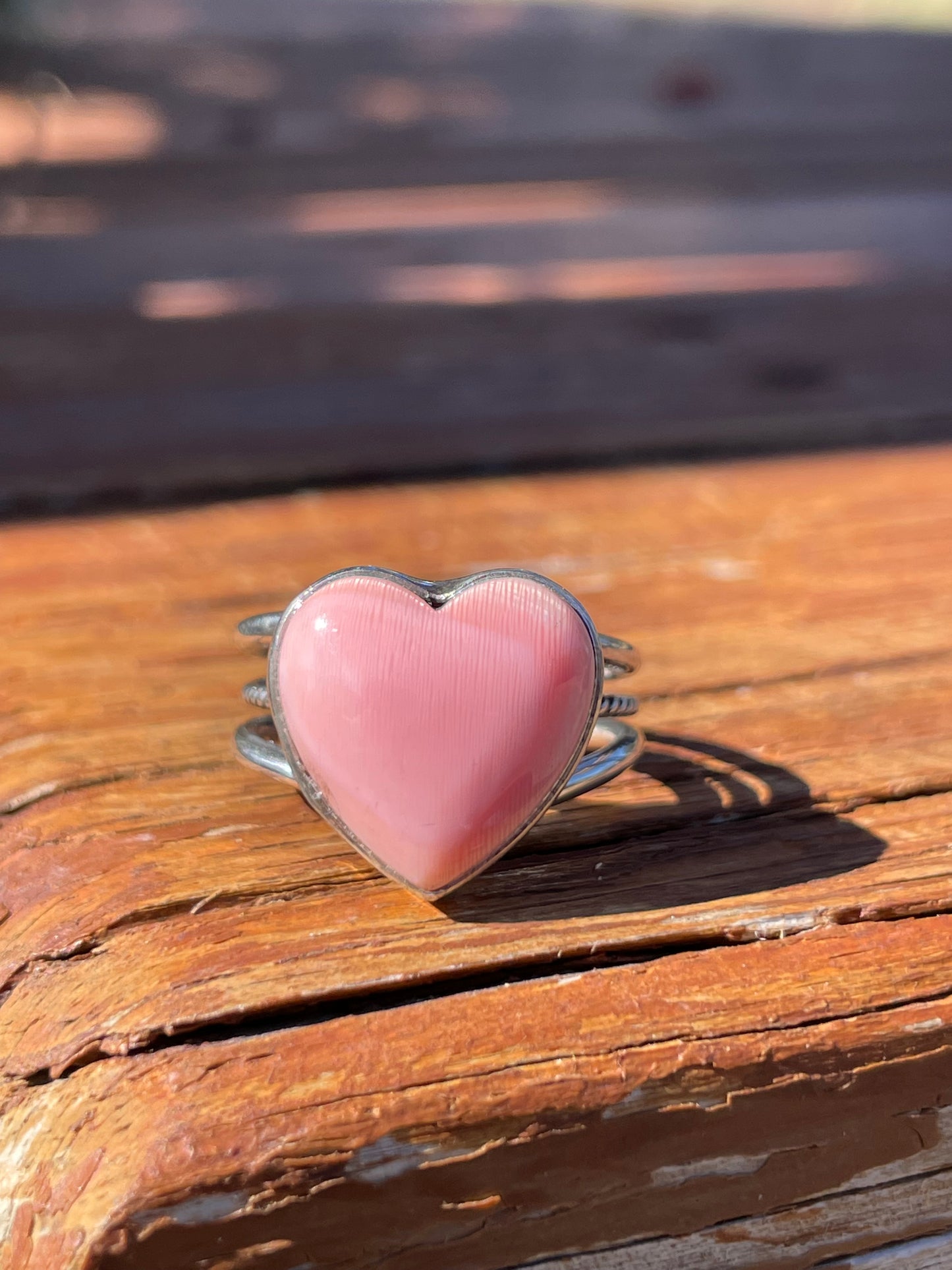 Pink Conch Heart Ring Size 7.5 | 925 Sterling Silver B936