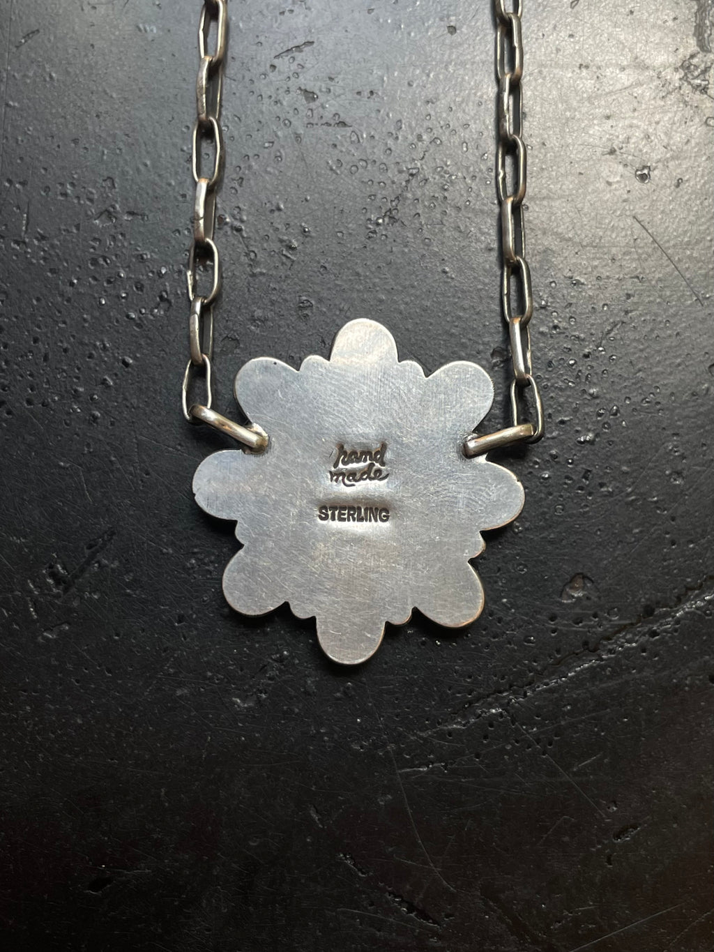 Kingman Turquoise Flower Necklace | 925 Sterling Silver G594
