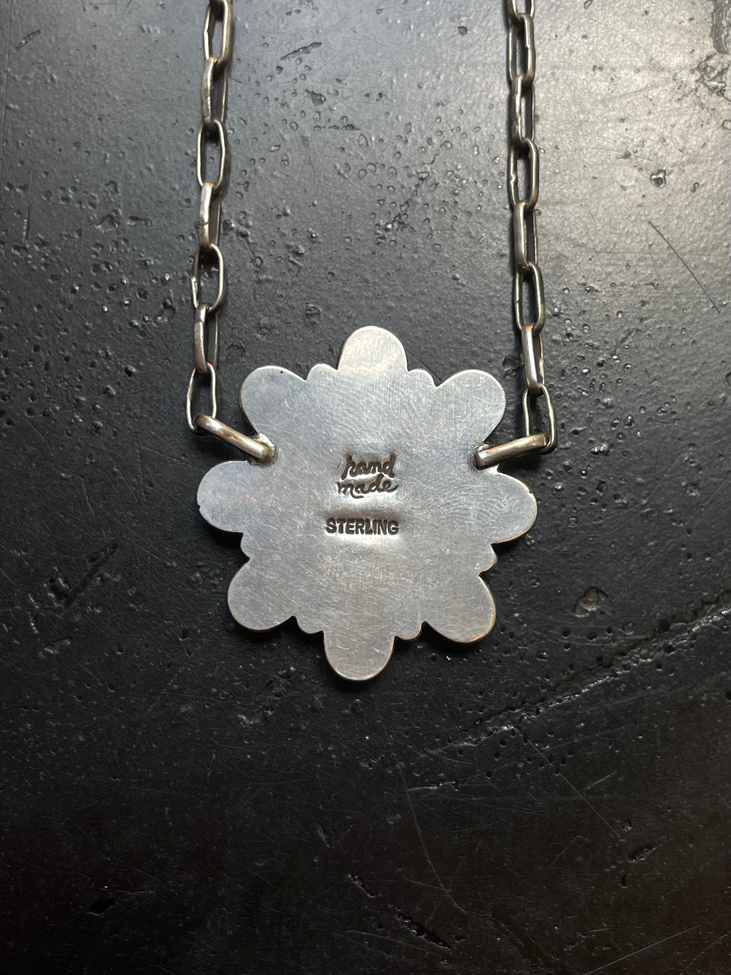 Kingman Turquoise Flower Necklace | 925 Sterling Silver G594