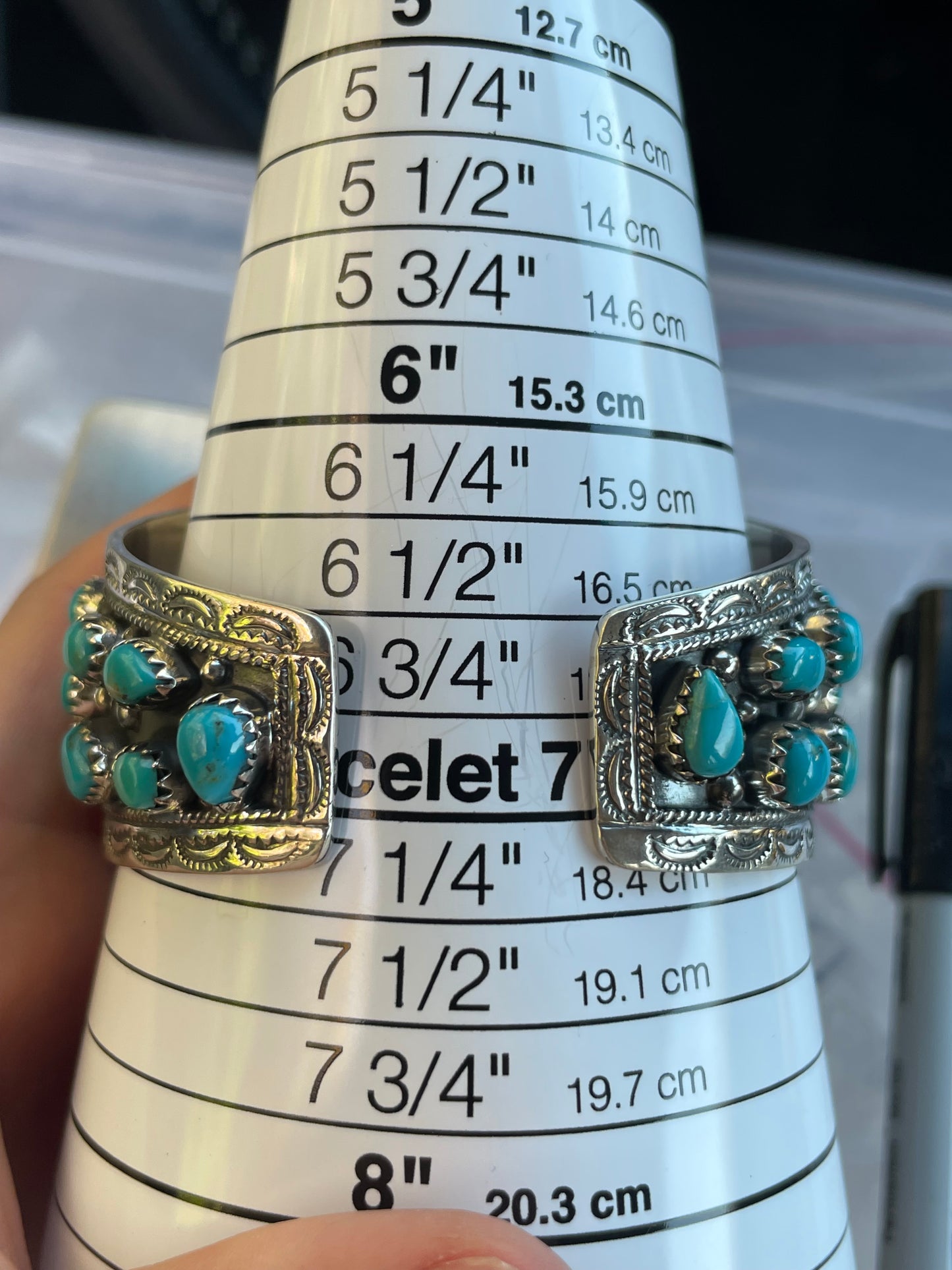 Turquoise Cluster Cuff Bracelet | Sterling Silver 925 B723
