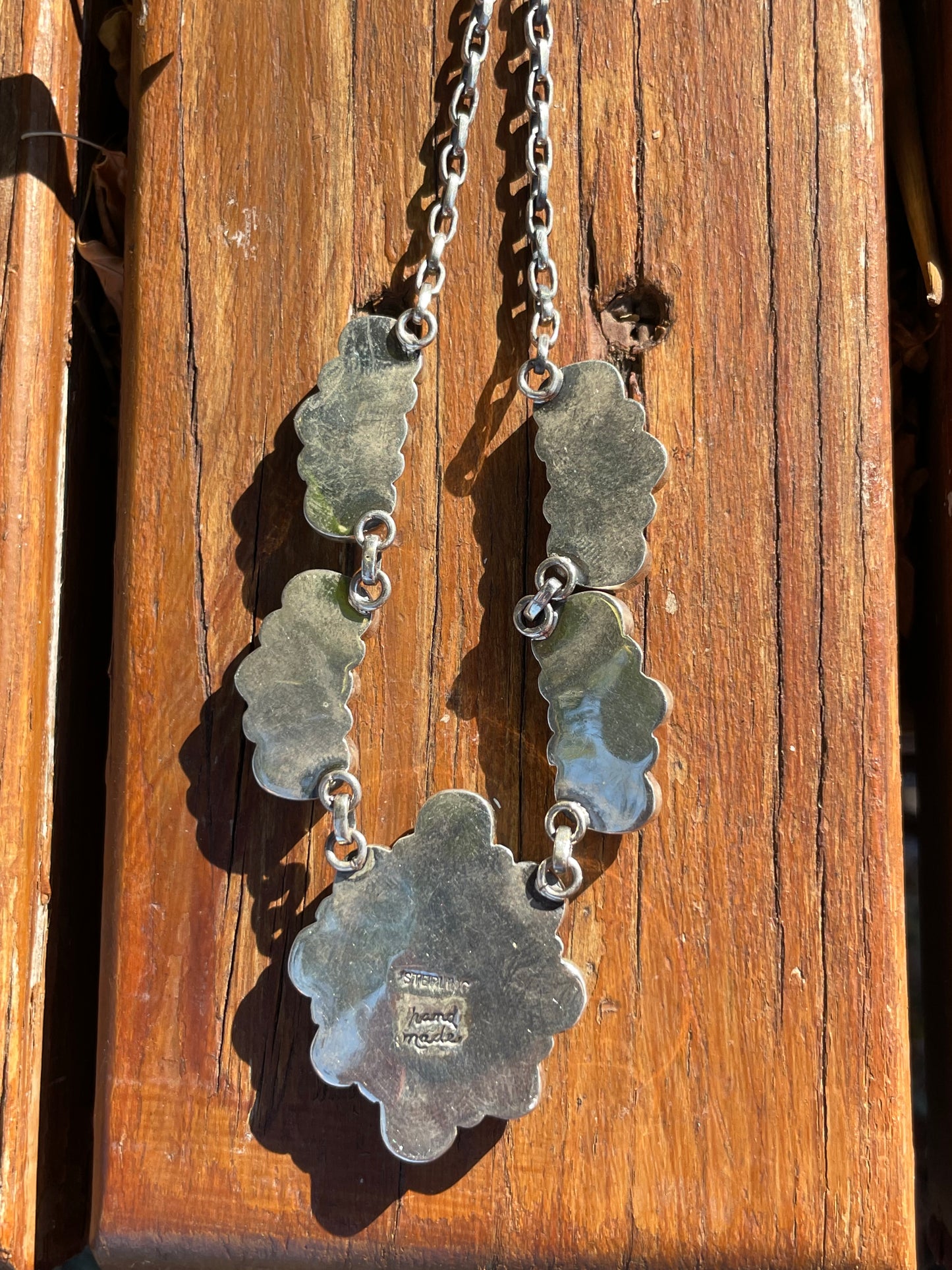 Kingman Turquoise Flower Necklace | Sterling Silver 925 Cluster |B889