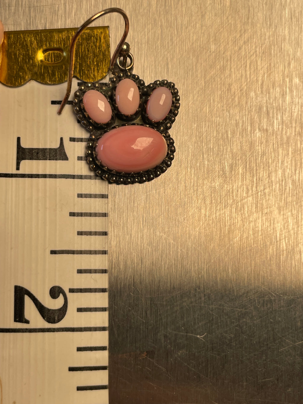 Pink Conch Paw Print Dangle Earrings | 925 Sterling Silver D192