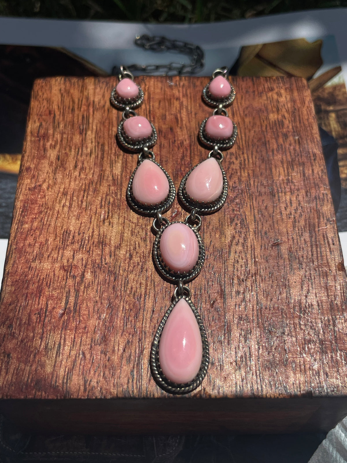 Pink Conch Teardrop Necklace | 925 Sterling Silver D253