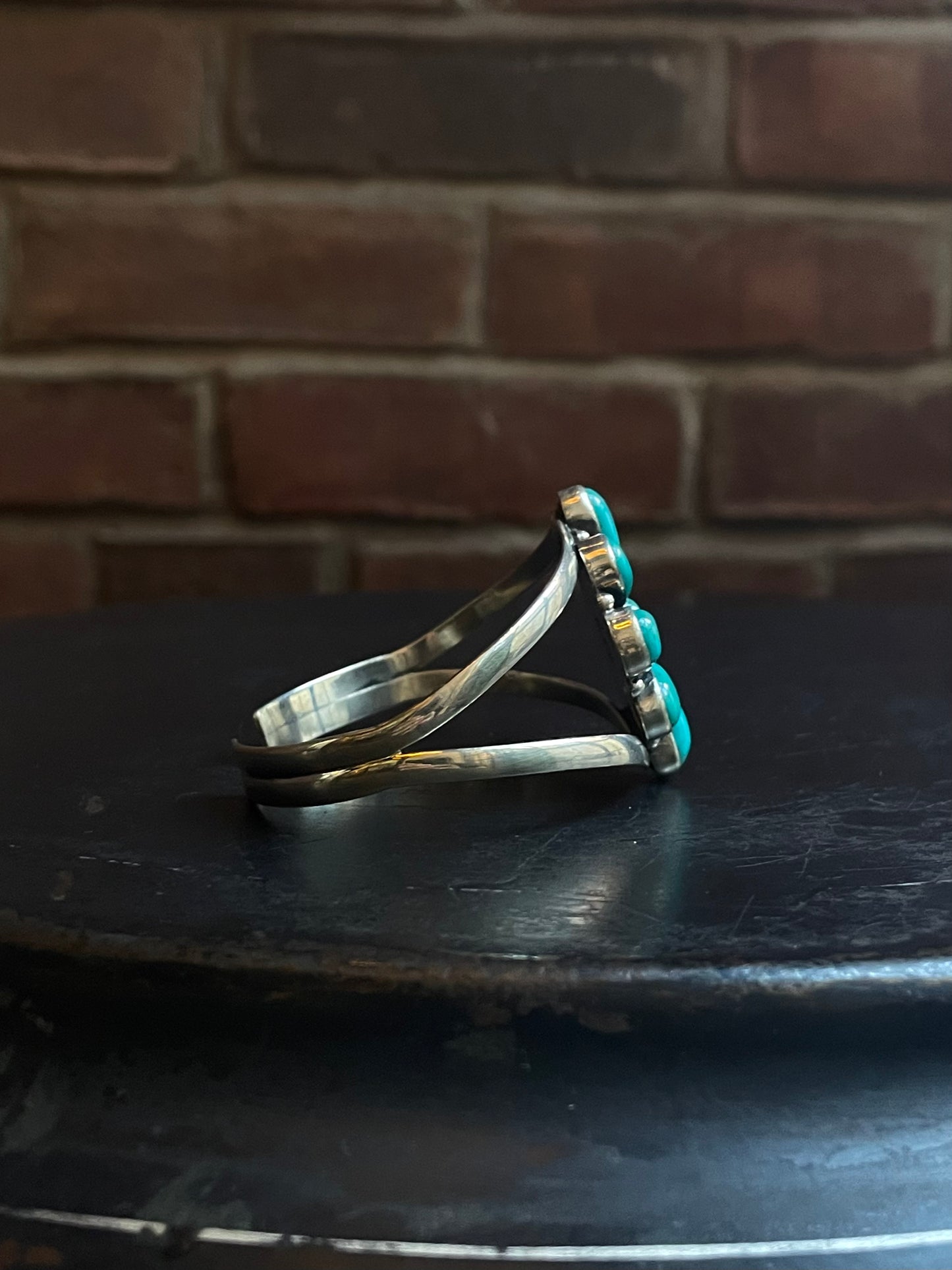 Kingman Turquoise Flower Cuff | 925 Sterling Silver E492