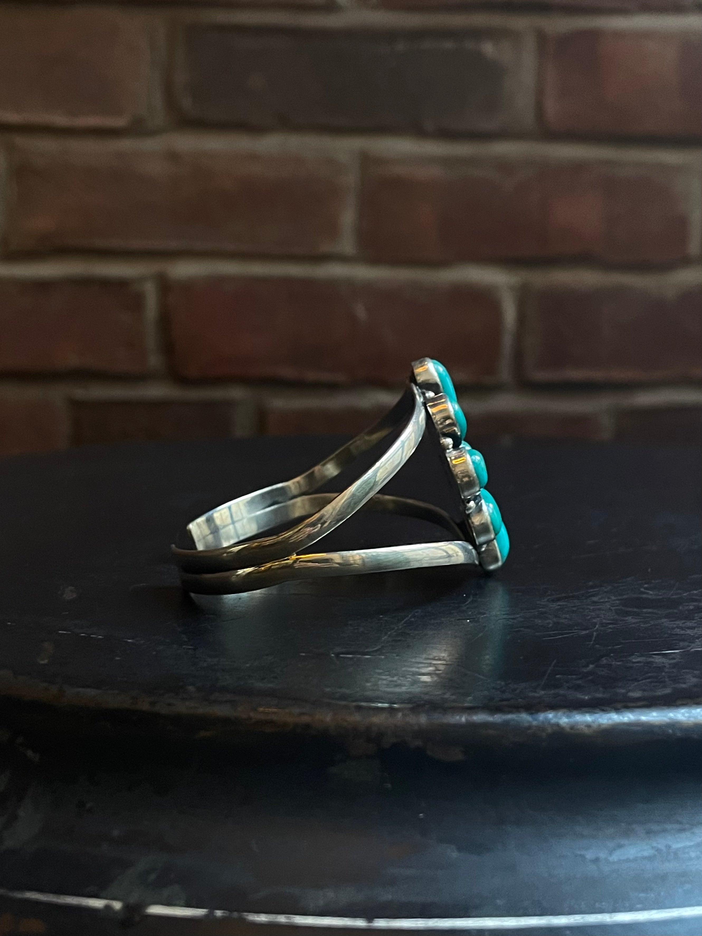 Kingman Turquoise Flower Cuff | 925 Sterling Silver E492