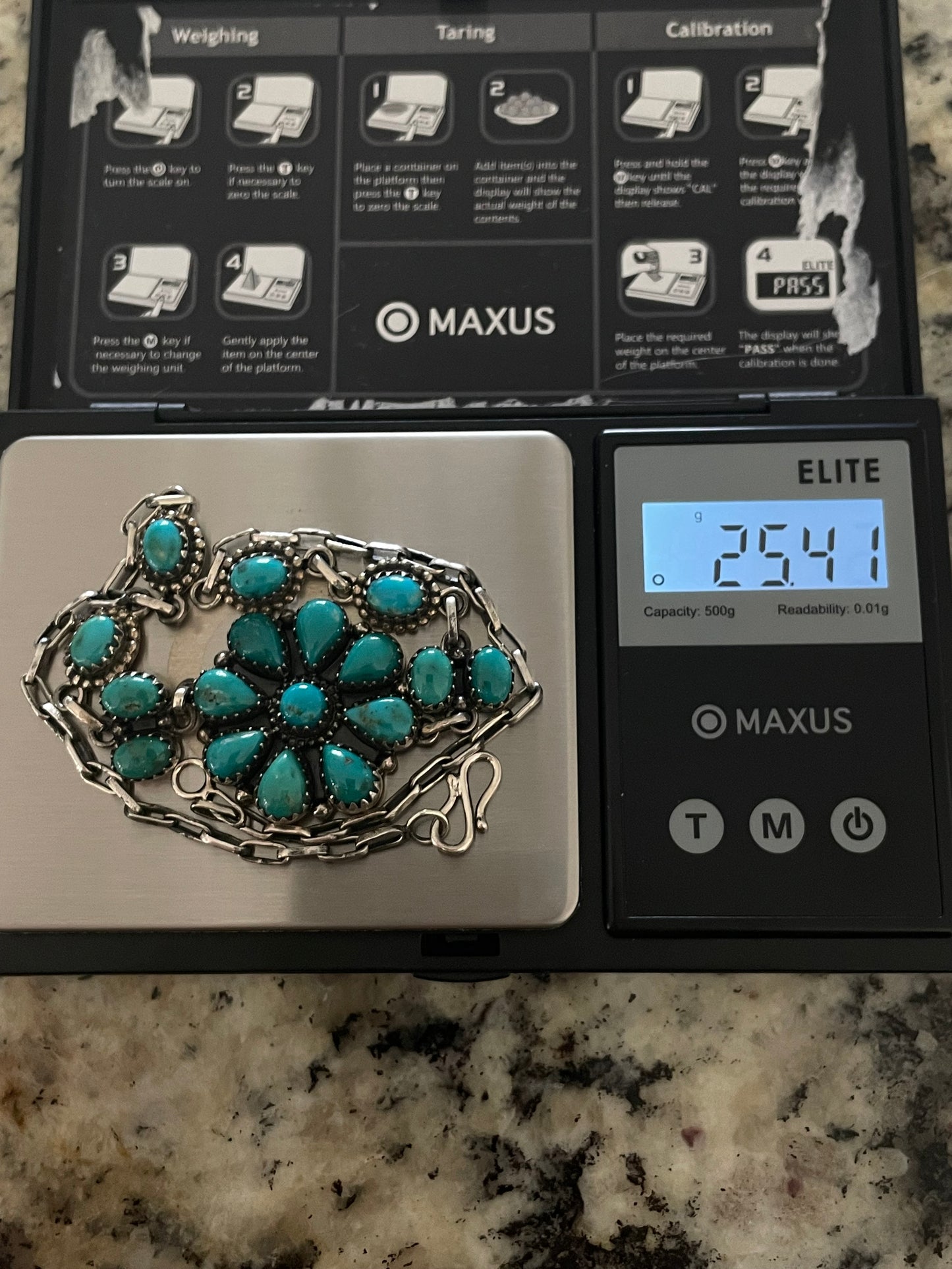 Kingman Turquoise Flower Necklace | 925 Sterling Silver E358
