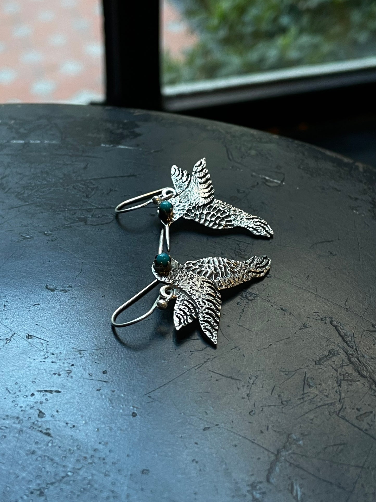 Turquoise Hummingbird Earrings | 925 Sterling Silver Hooks E375