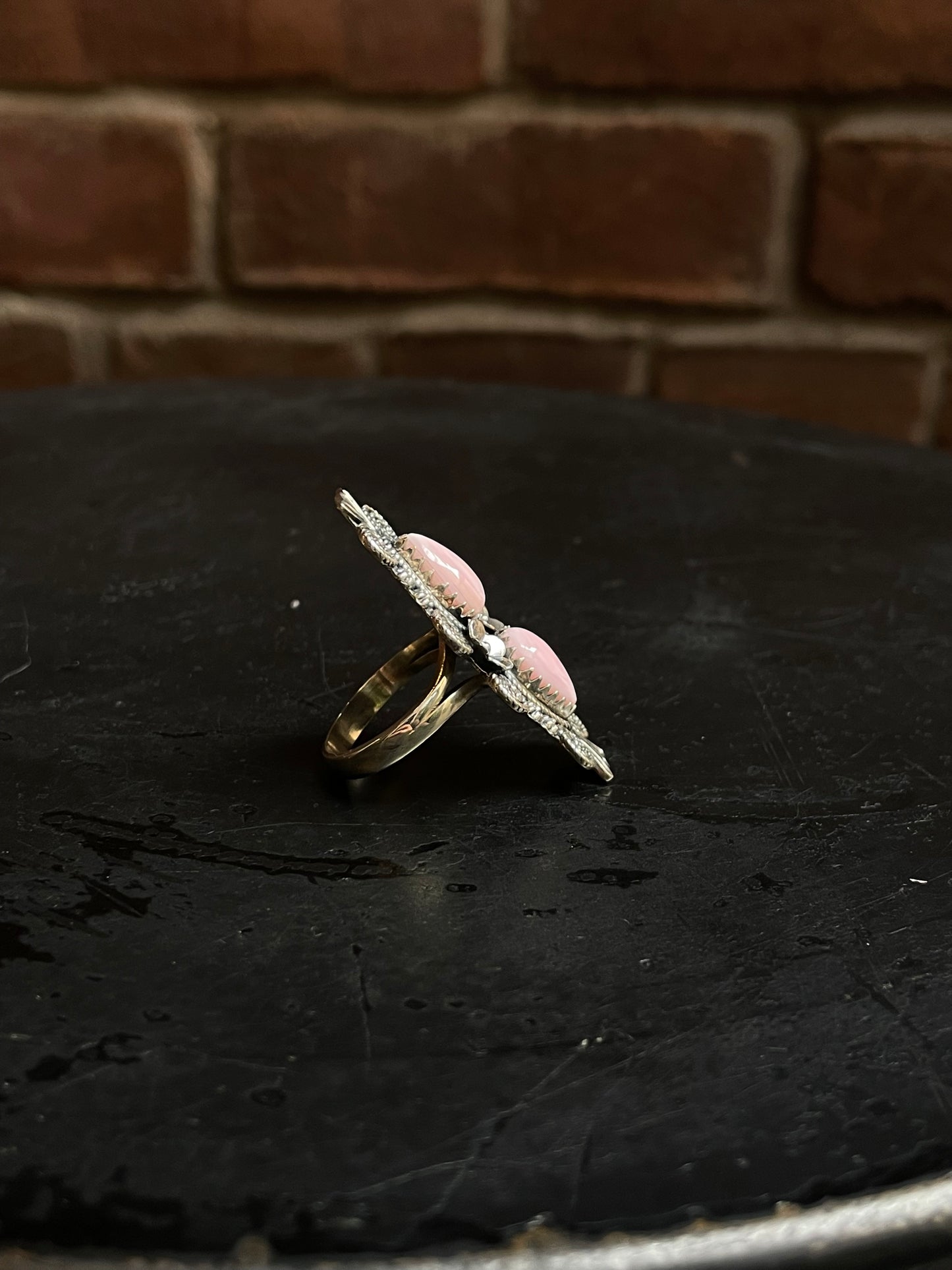 Pink Conch Double Stone Ring Size 9 | 925 Sterling Silver Southwest E151