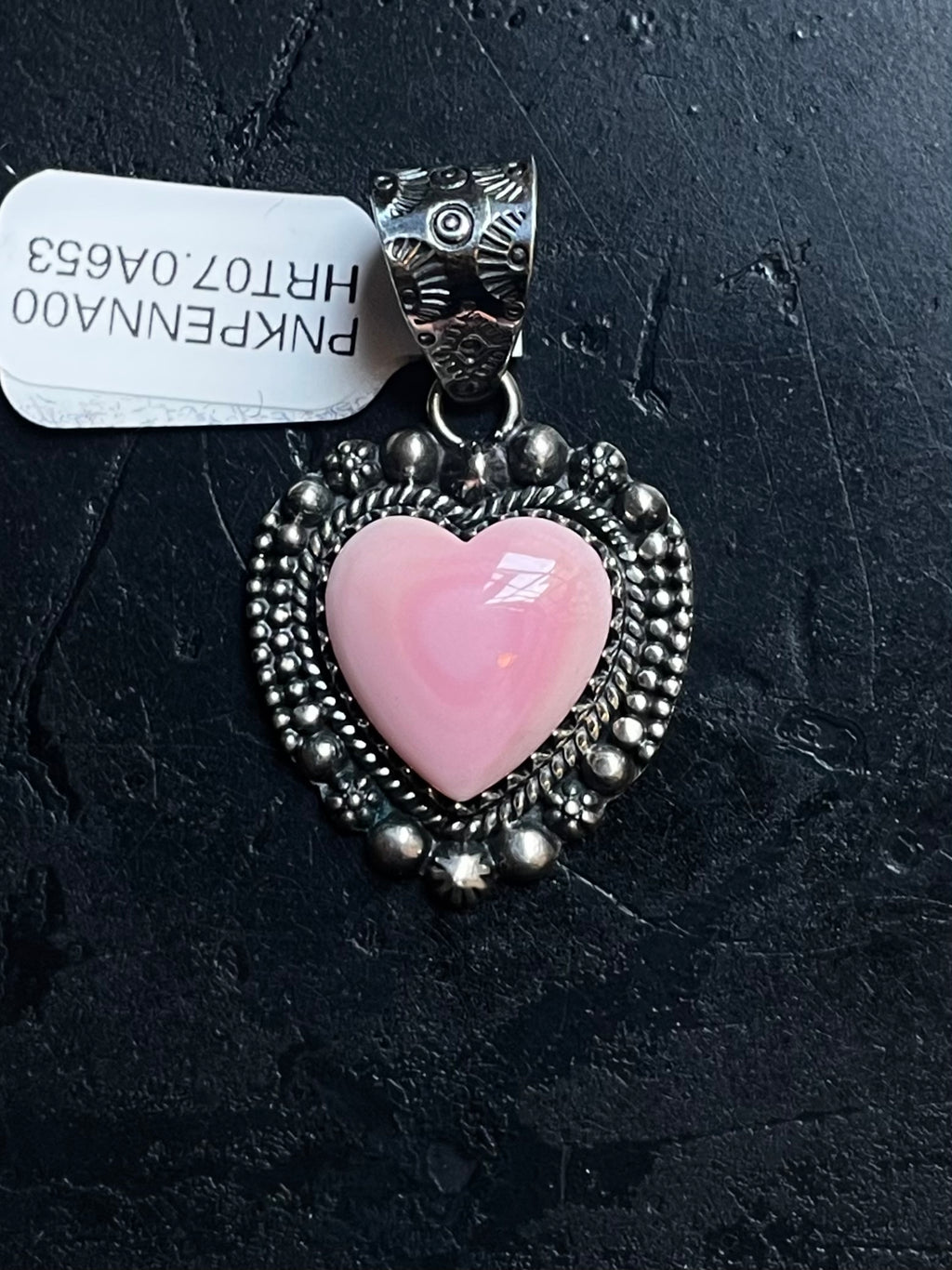 Pink Conch Heart Pendant | Sterling Silver | A653