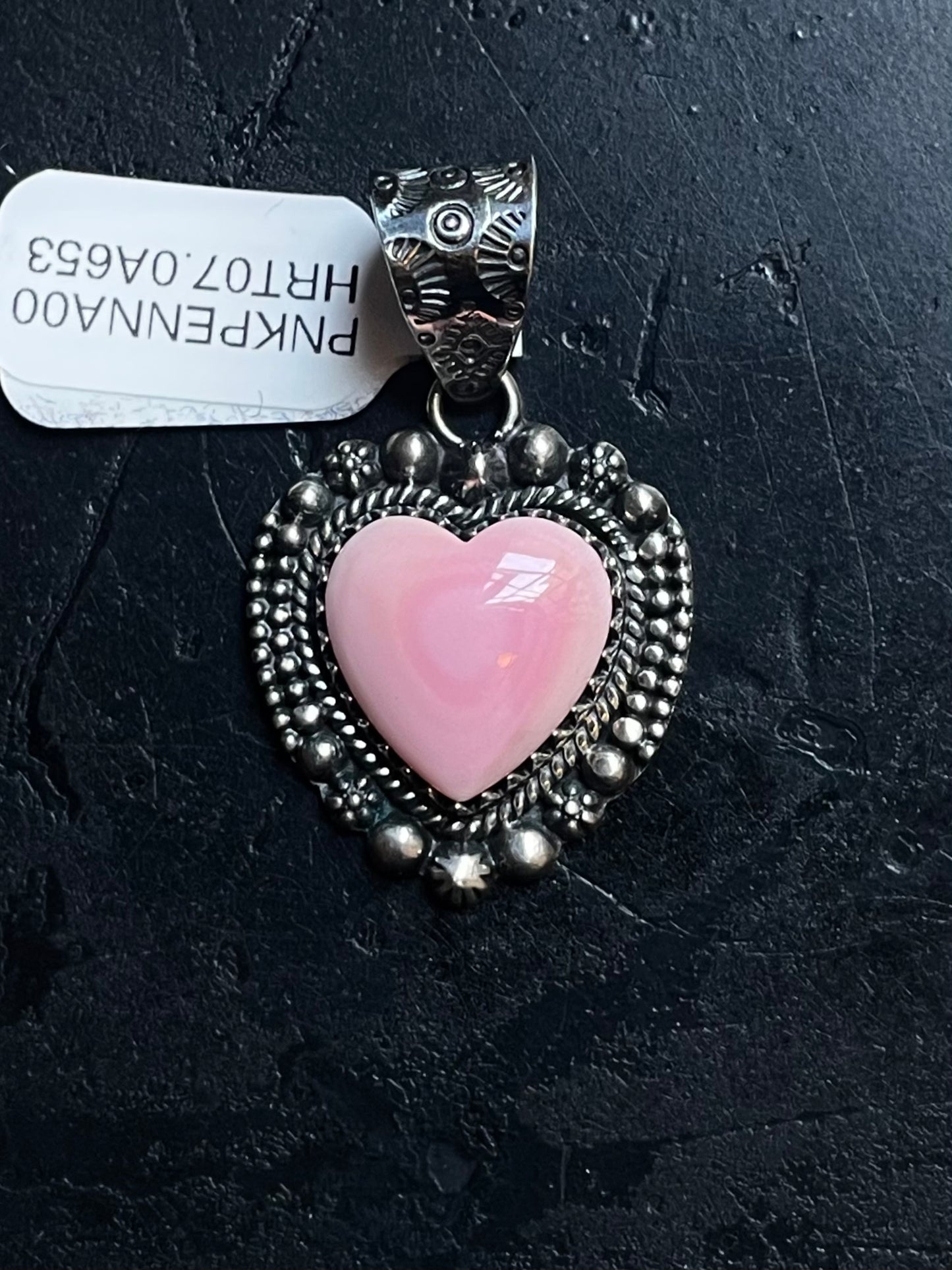 Pink Conch Heart Pendant | Sterling Silver | A653