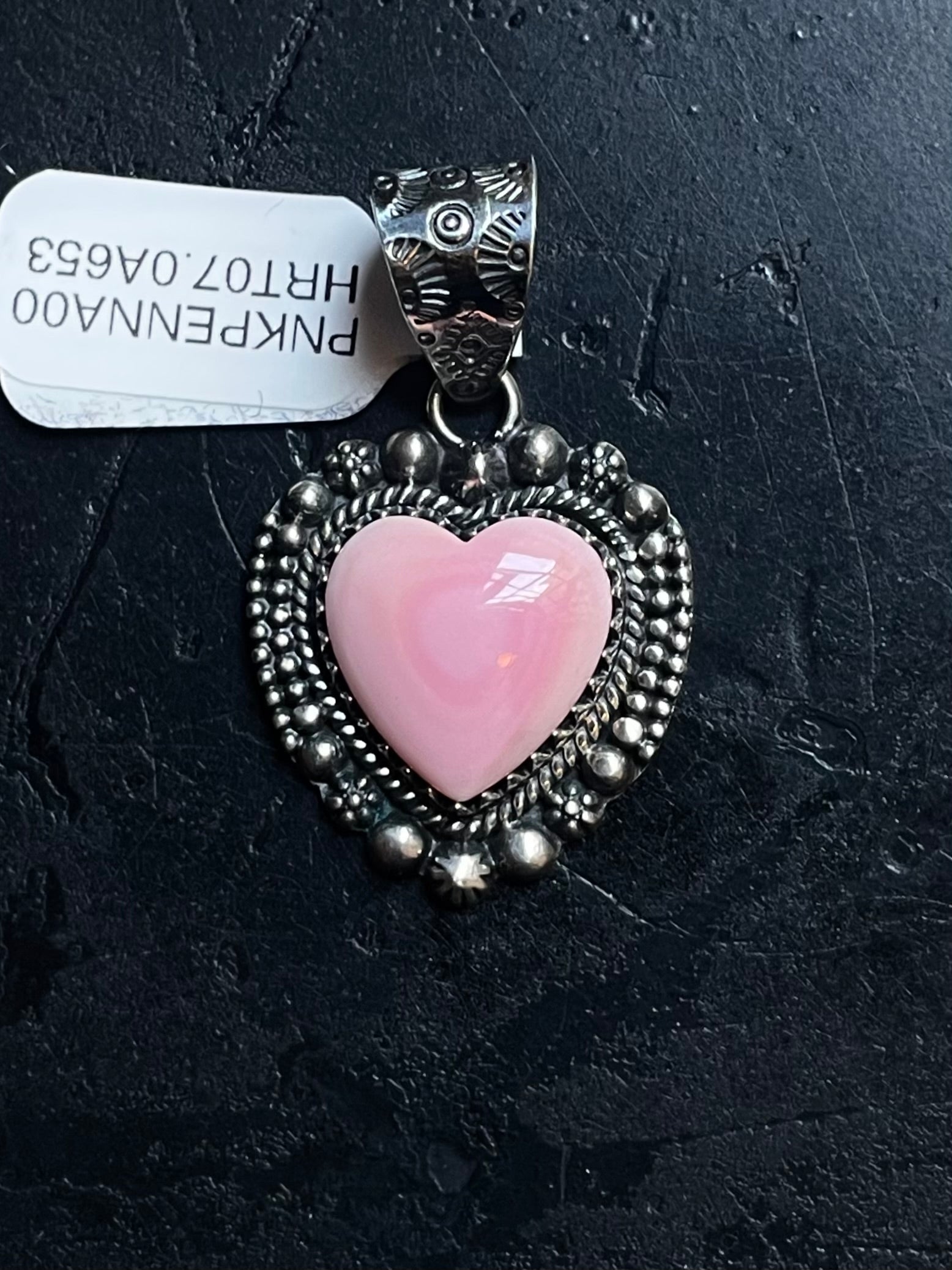 Pink Conch Heart Pendant | Sterling Silver | A653