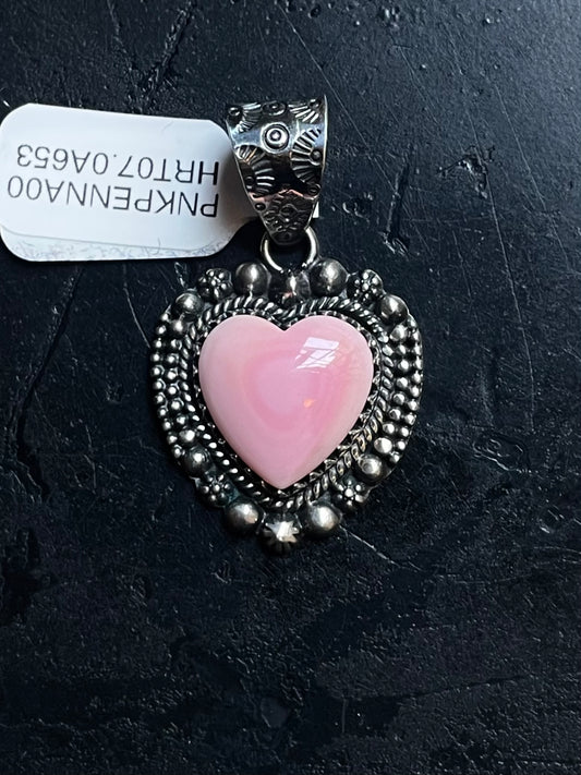 Pink Conch Heart Pendant | Sterling Silver | A653