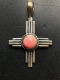Pink Conch Zia Cross Pendant | 925 Sterling Silver E963