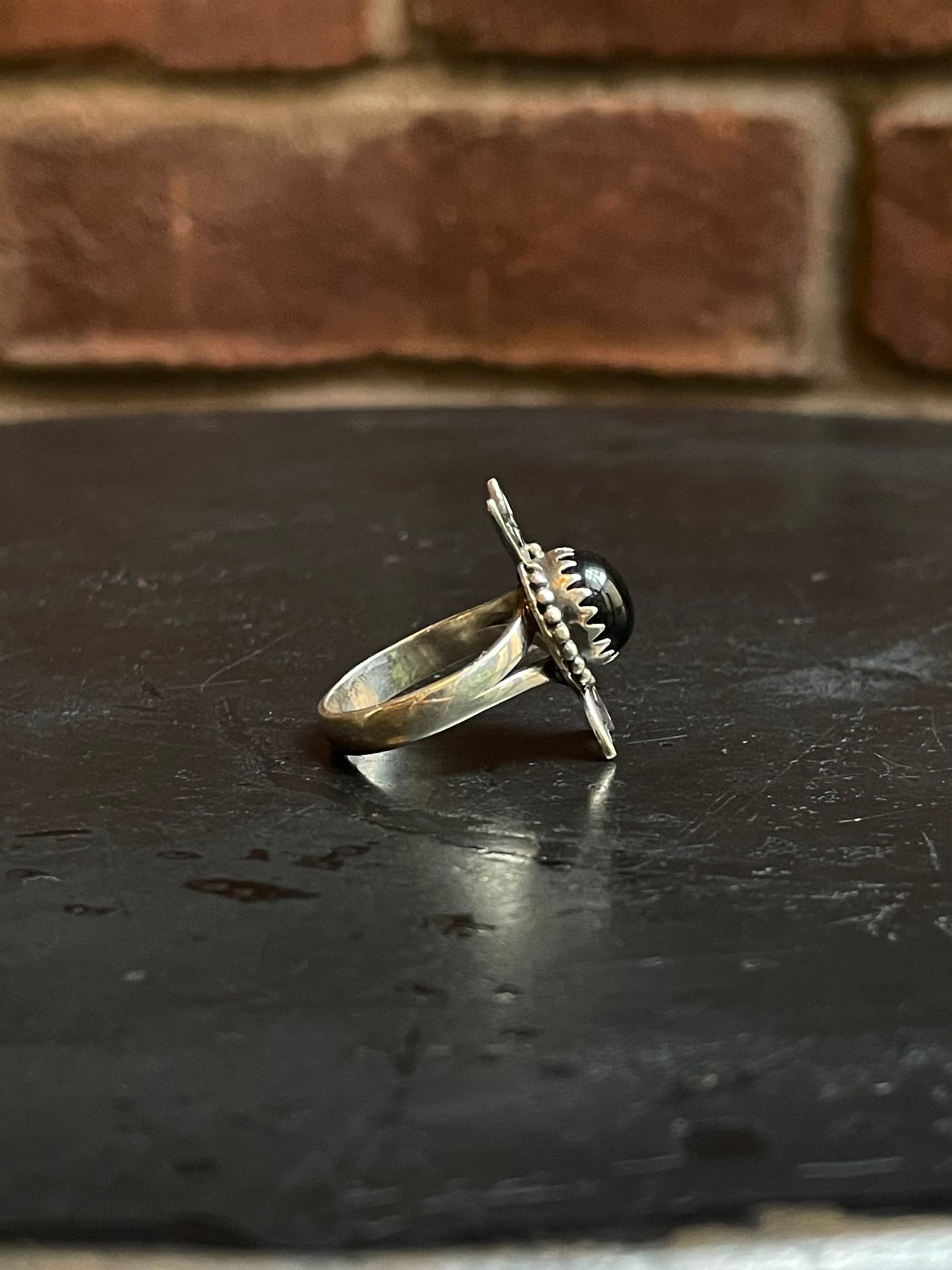 Black Onyx Ring | Sterling Silver | Size 7.75 G326