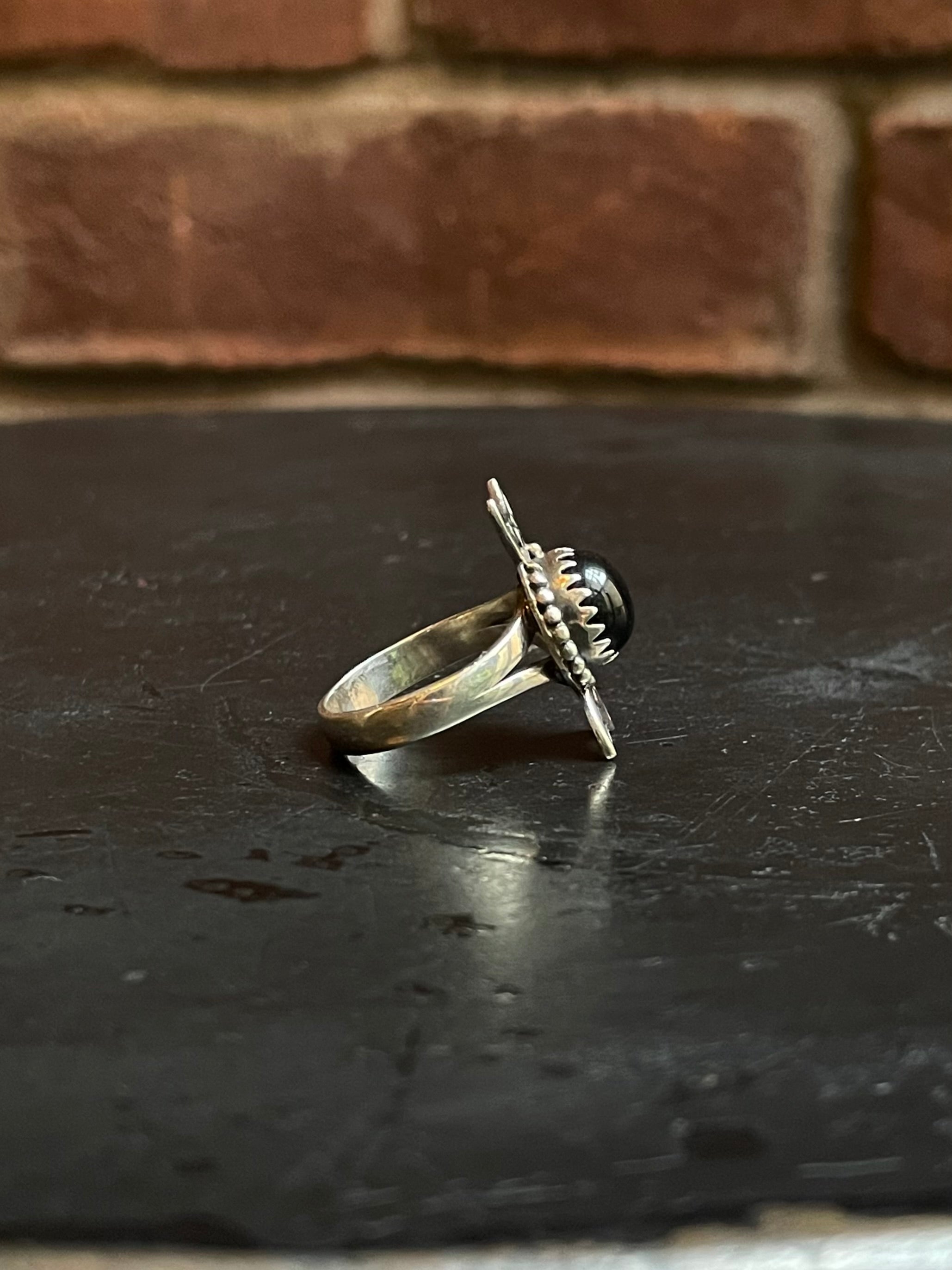Black Onyx Ring | Sterling Silver | Size 7.75 G326