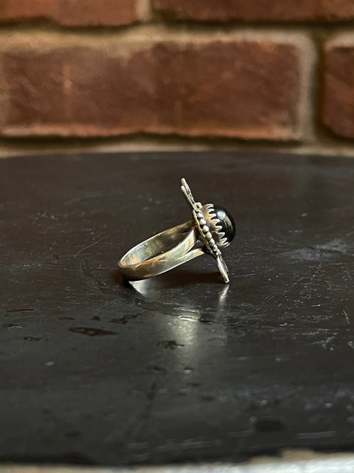 Black Onyx Ring | Sterling Silver | Size 7.75 G326