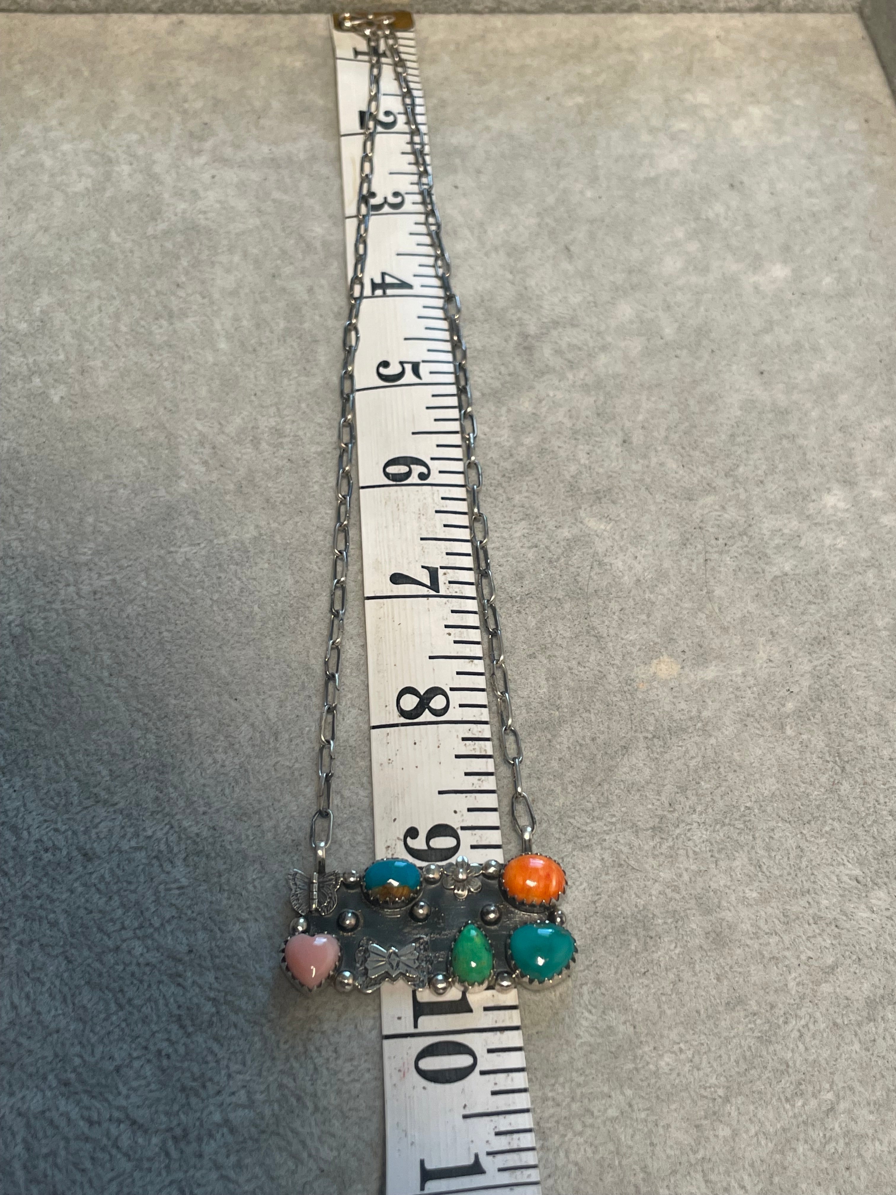 Multi-Stone Bar Necklace | 925 Sterling Silver D213