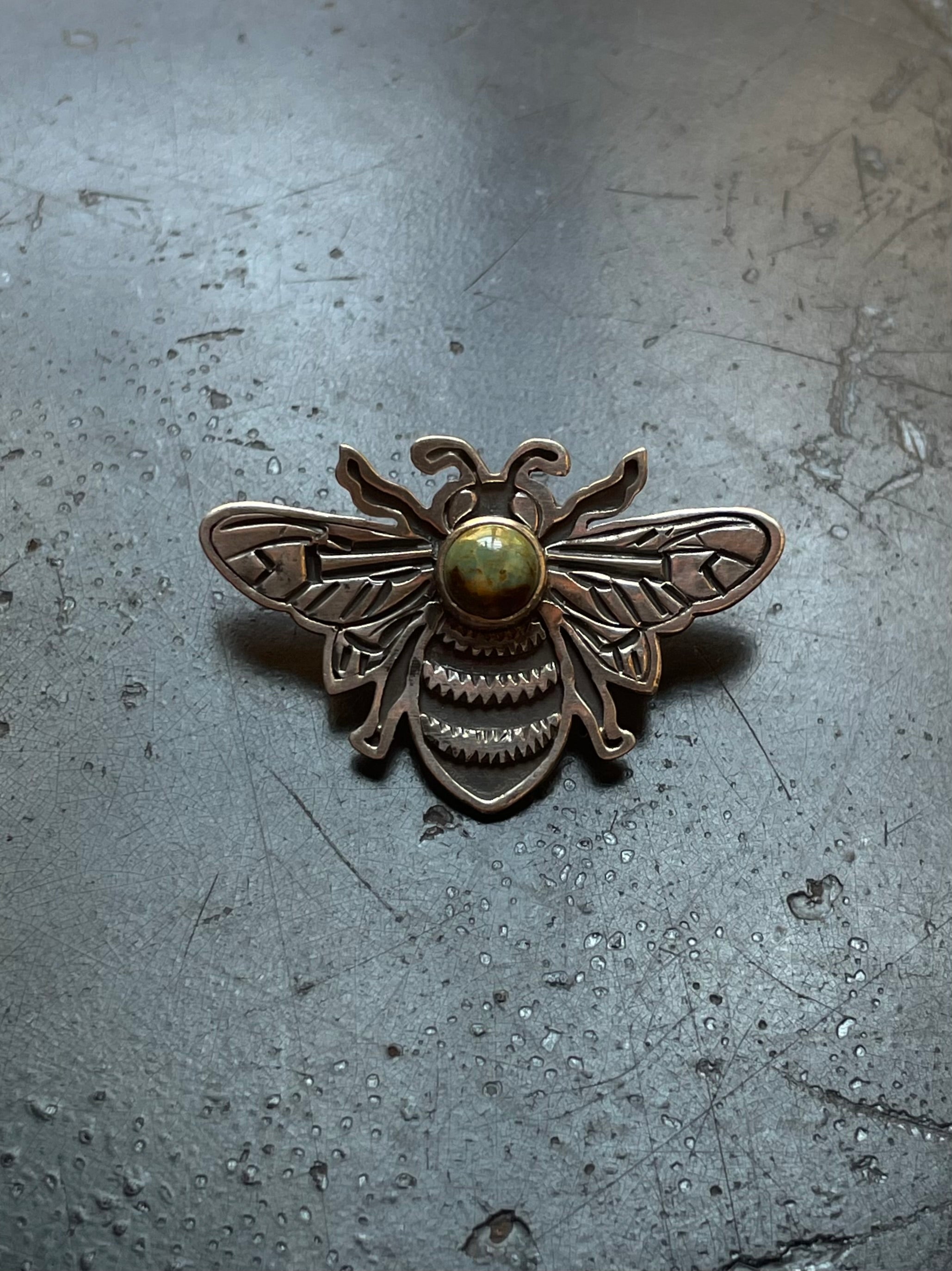Kingman Turquoise Bumblebee Brooch | 925 Sterling Silver G629