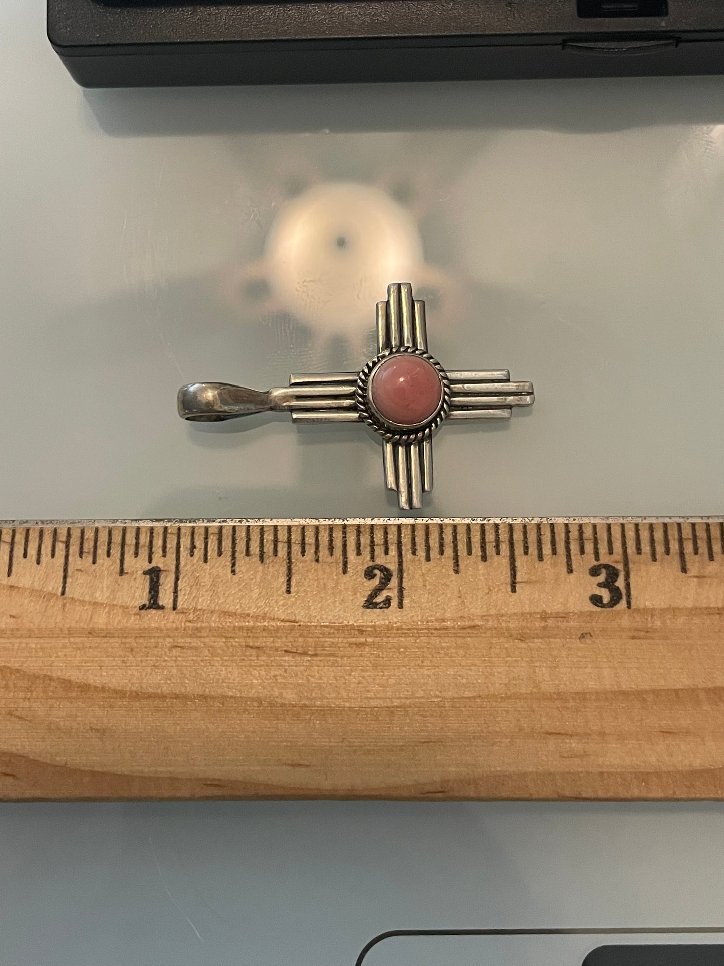 Pink Conch Zia Cross Pendant | 925 Sterling Silver E963