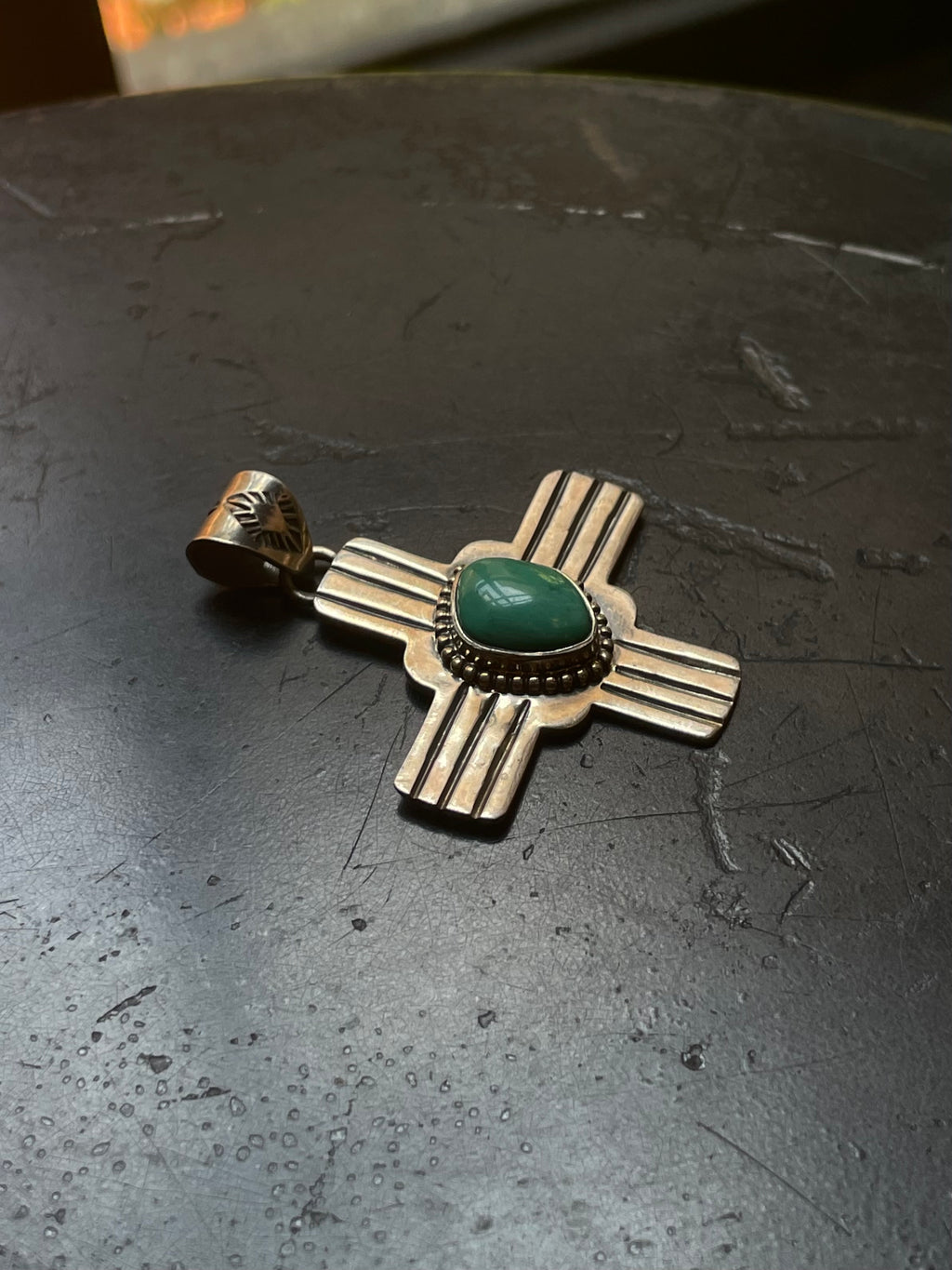 Kingman Turquoise Zia Cross Pendant | 925 Sterling Silver G625