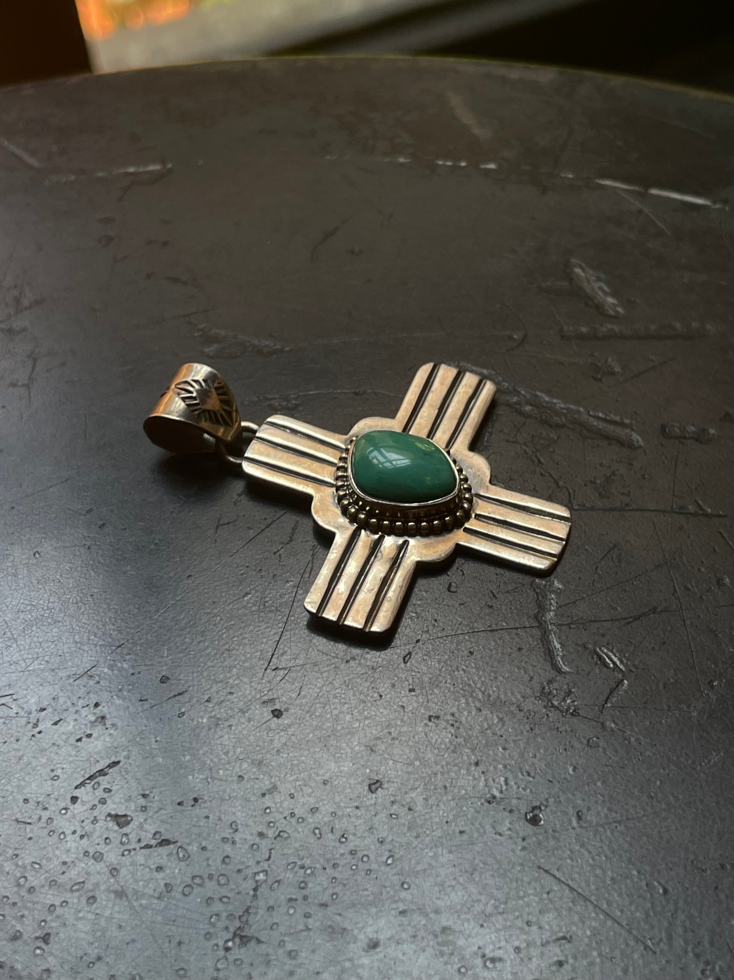 Kingman Turquoise Zia Cross Pendant | 925 Sterling Silver G625
