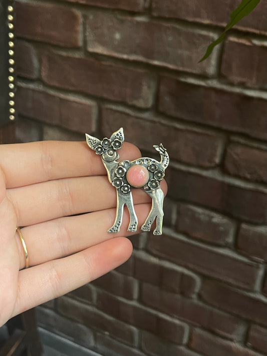Pink Conch Deer Pendant | 925 Sterling Silver C538