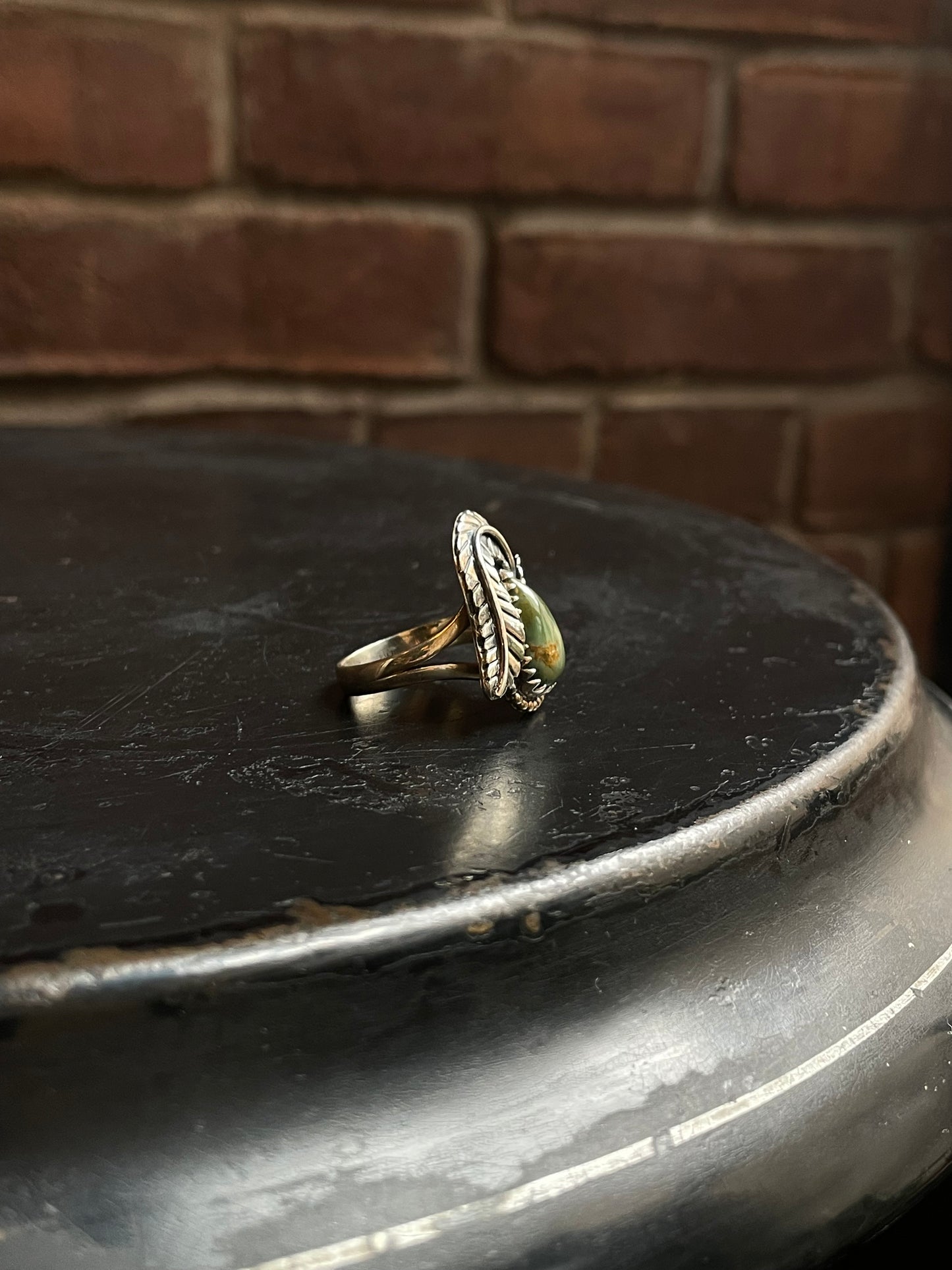 Turquoise Feather Ring Size 9 | 925 Sterling Silver C940