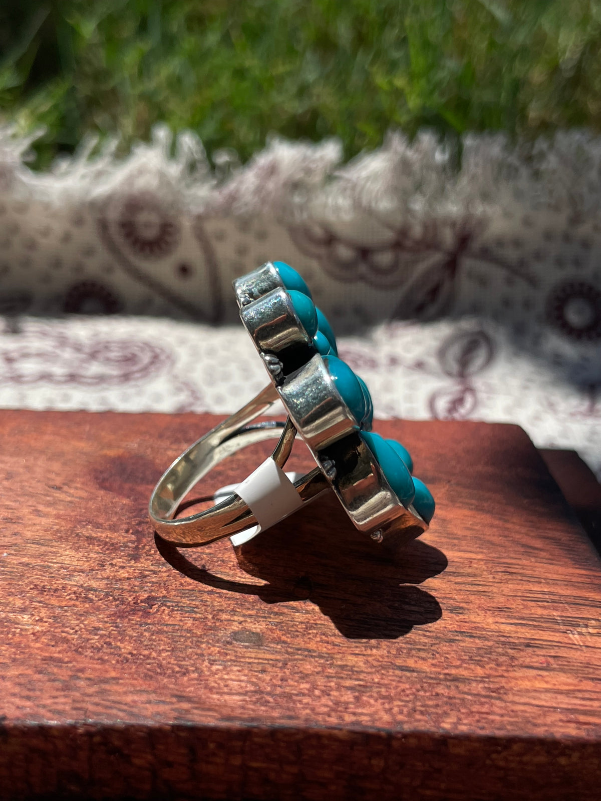 Turquoise Dahlia Cluster Ring Size 8 | 925 Sterling Silver D314
