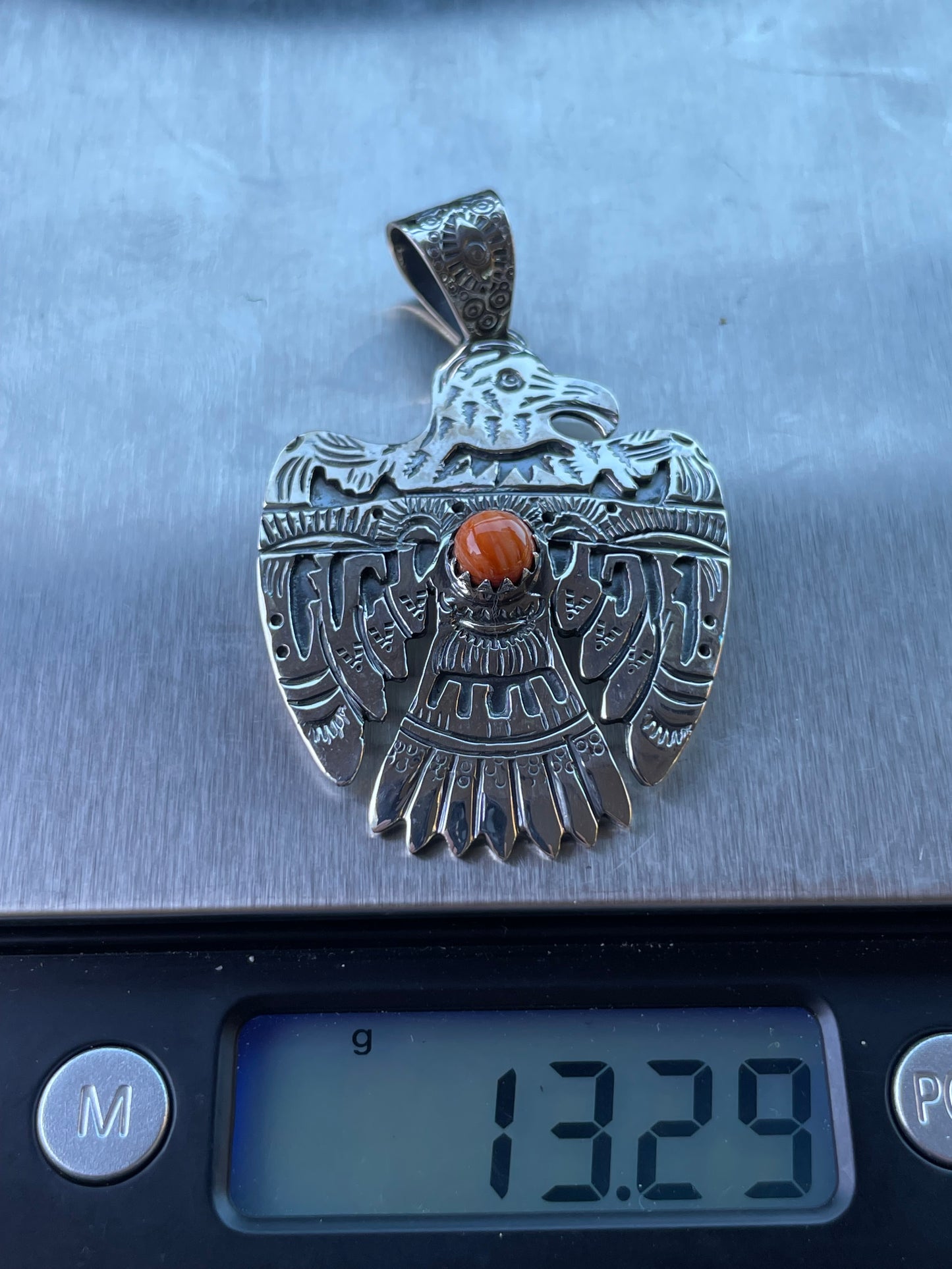Spiny Oyster Thunderbird Pendant | Sterling Silver 925 B452