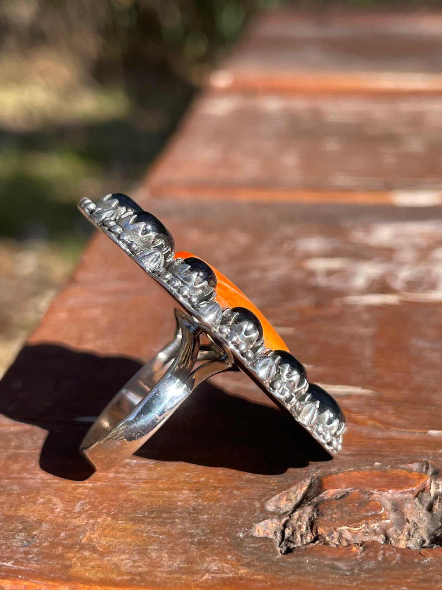 Spiny Oyster Black Onyx Cluster Ring Size 8 | 925 Sterling Silver B996