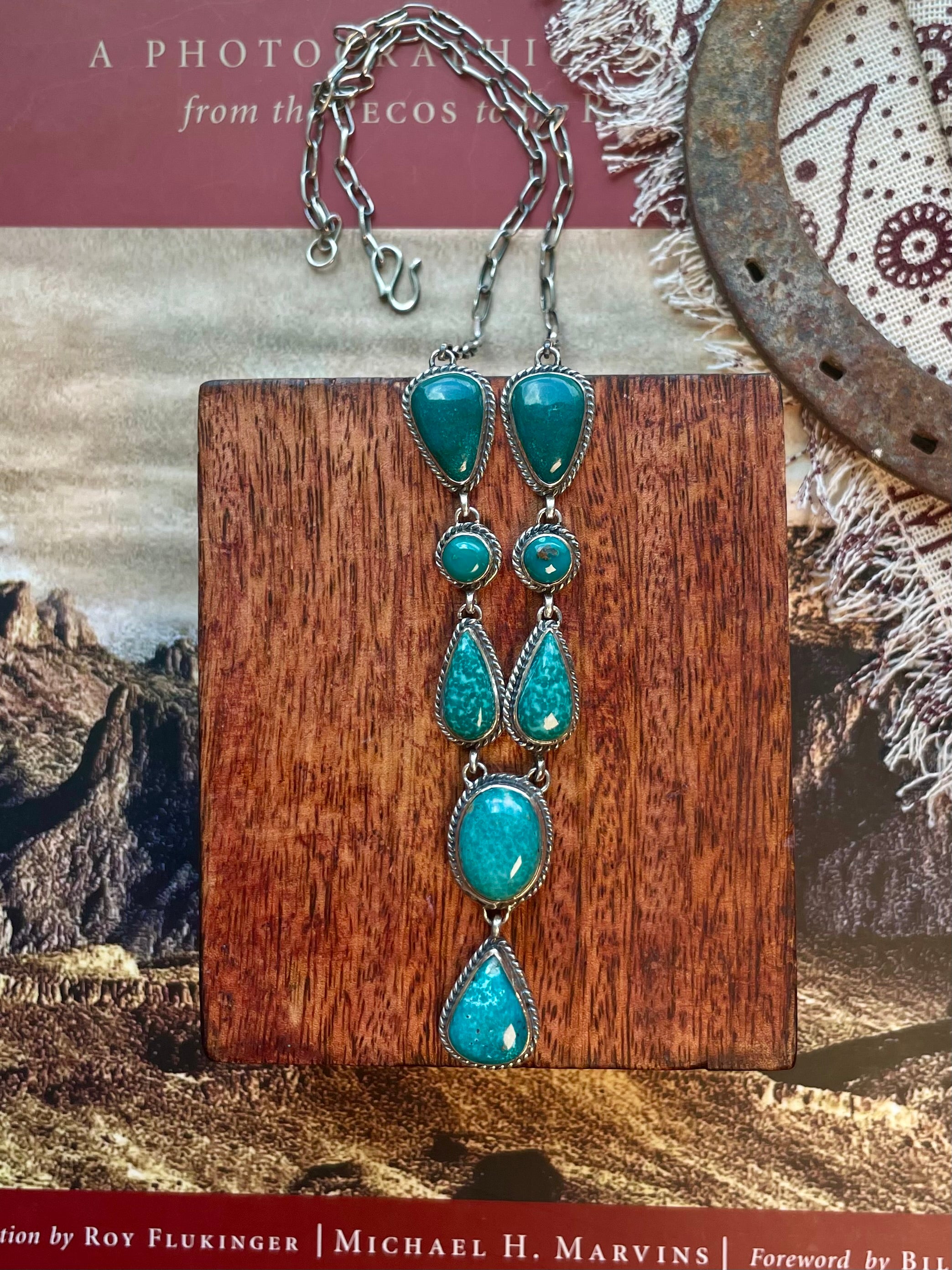Turquoise Lariat Necklace | 925 Sterling Silver D223