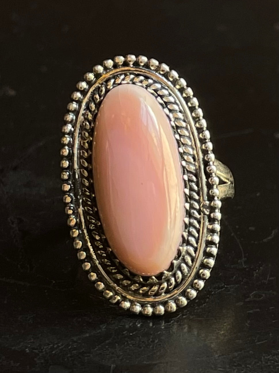 Pink Conch Oval Ring Size 8 | 925 Sterling Silver G523