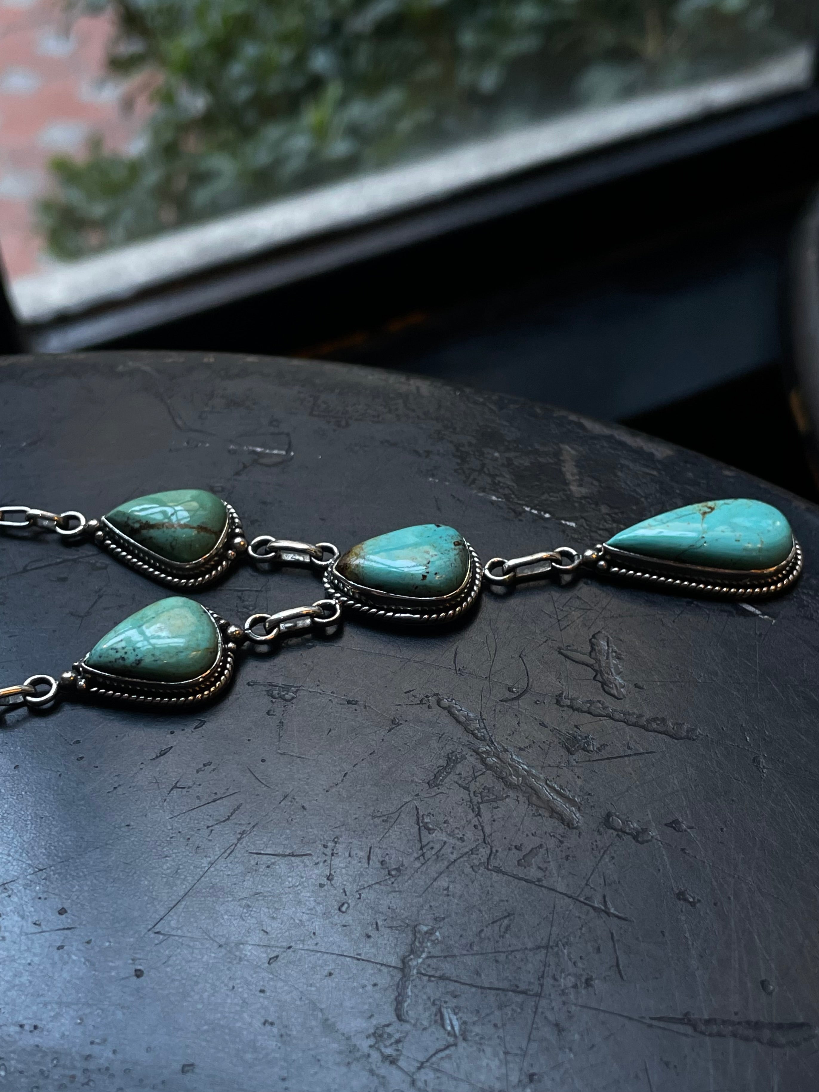 Kingman Turquoise Lariat Necklace | 925 Sterling Silver E351