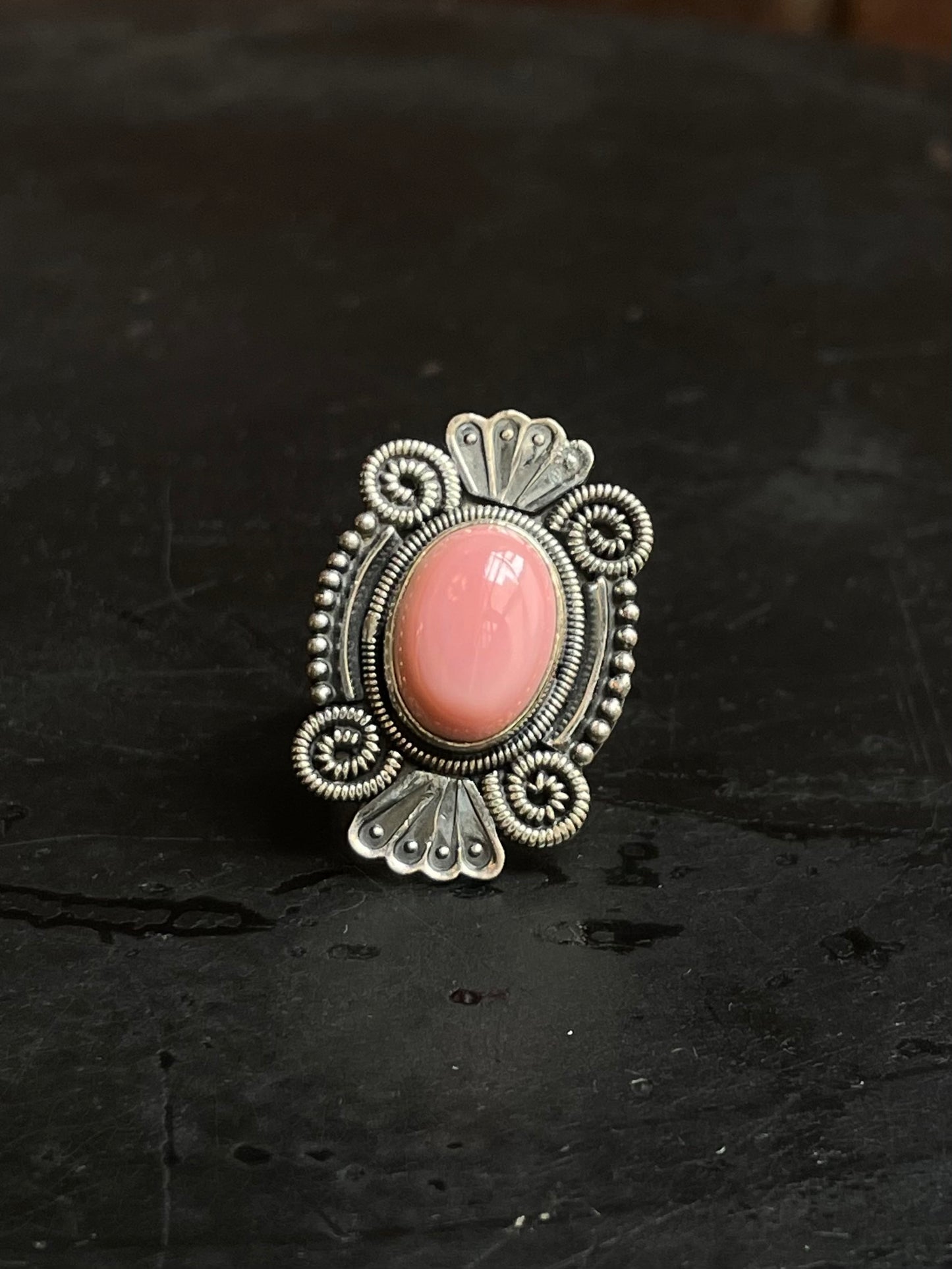 Pink Conch Ring Size 7 | 925 Sterling Silver Southwest E194